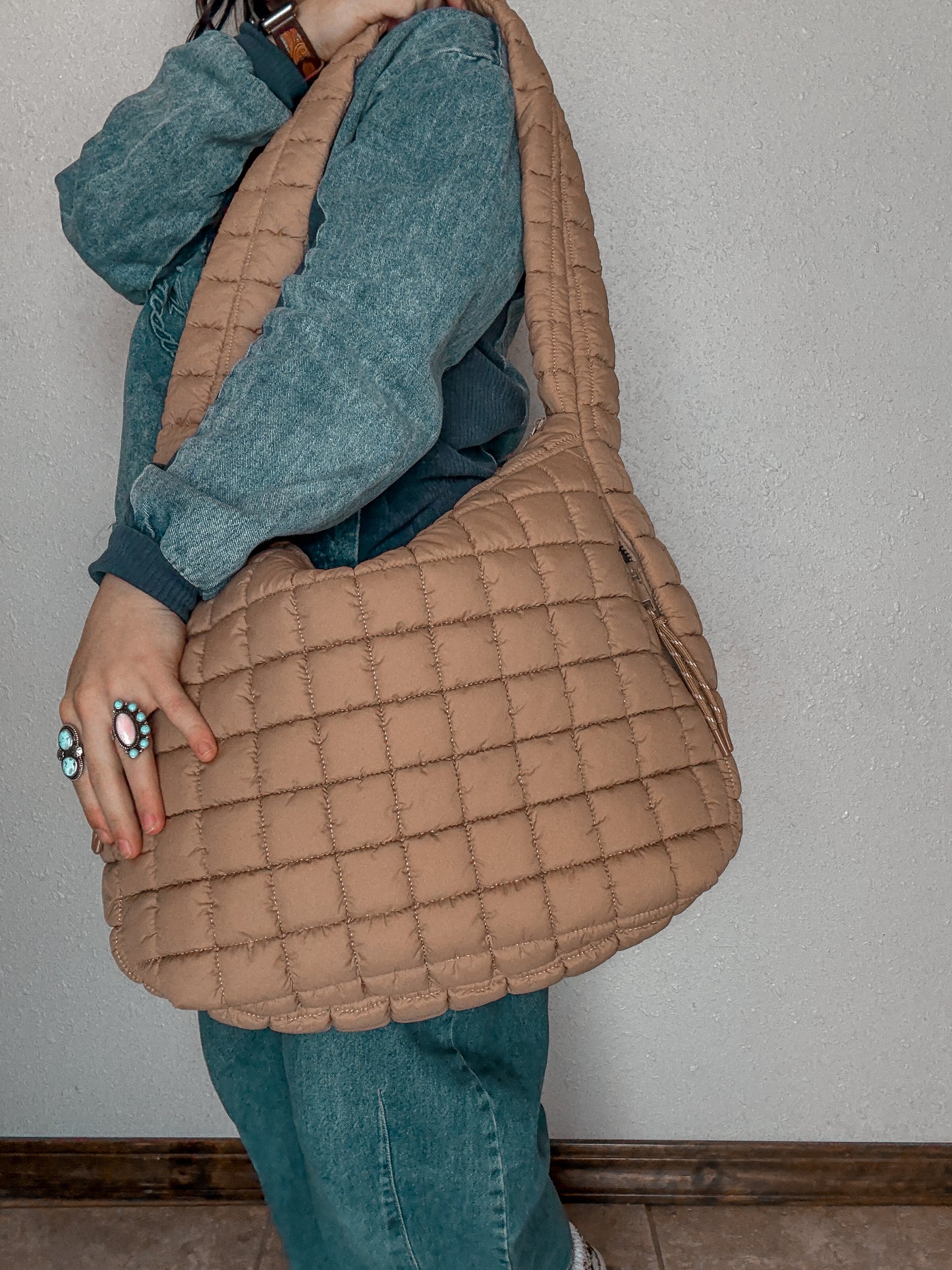 Coastal Cowgirl Quilted Puffer Duffle Bag