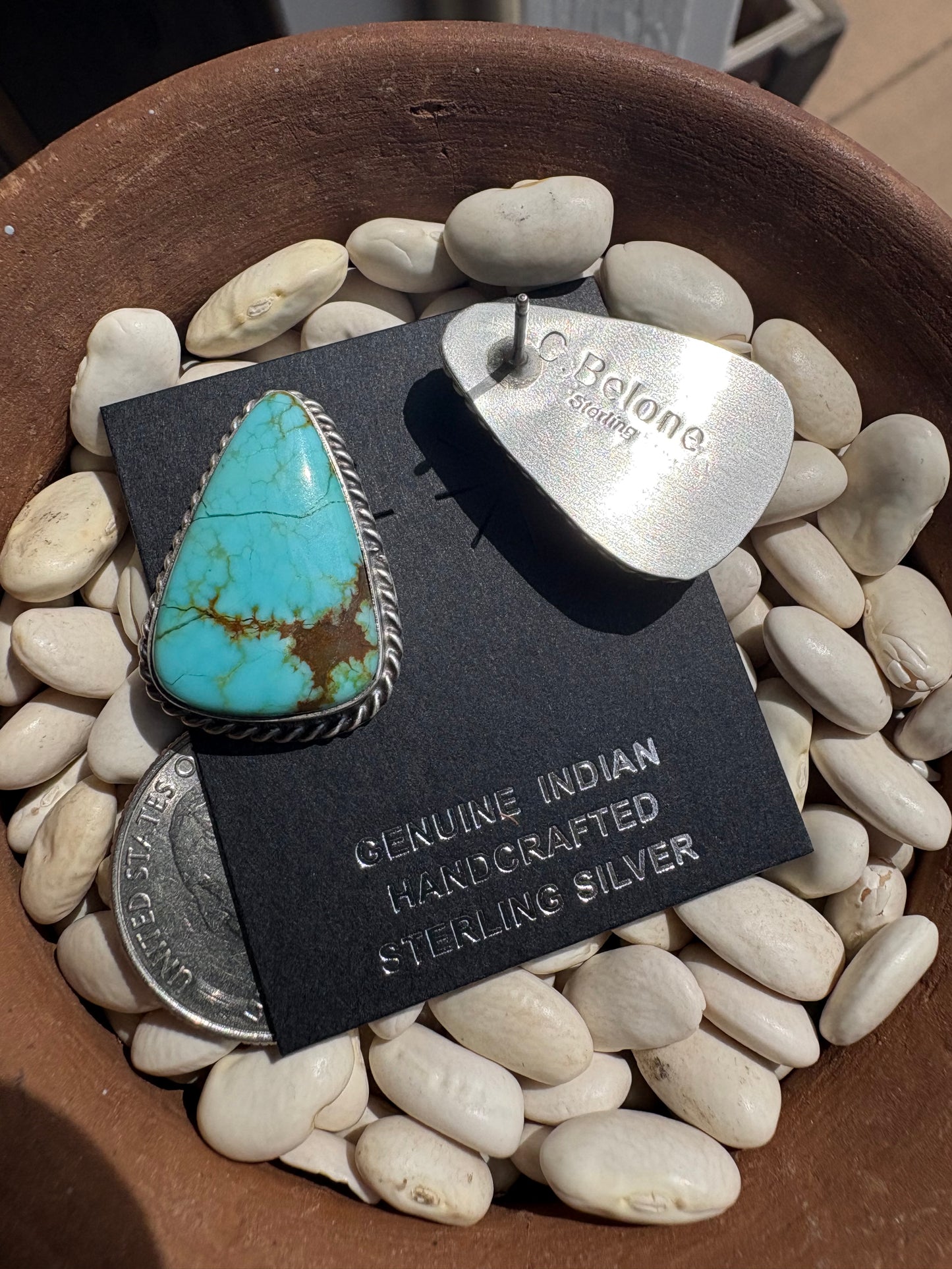 Large Mine 8 Turquoise Studs Native Made Chasity Belone