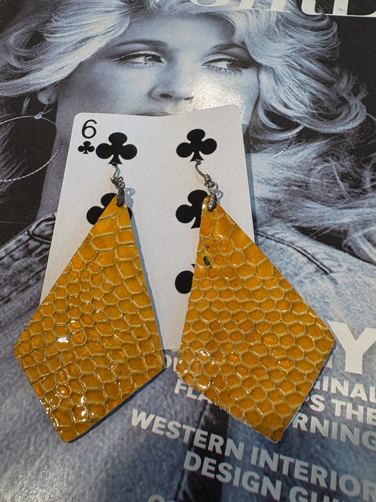 Yellow Leather Earrings