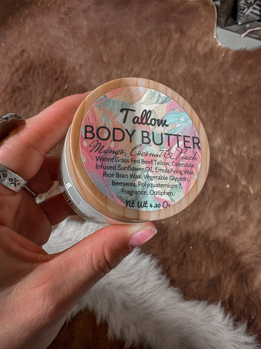 Tallow Body Butter Mango, Coconut, Peach 4.3oz