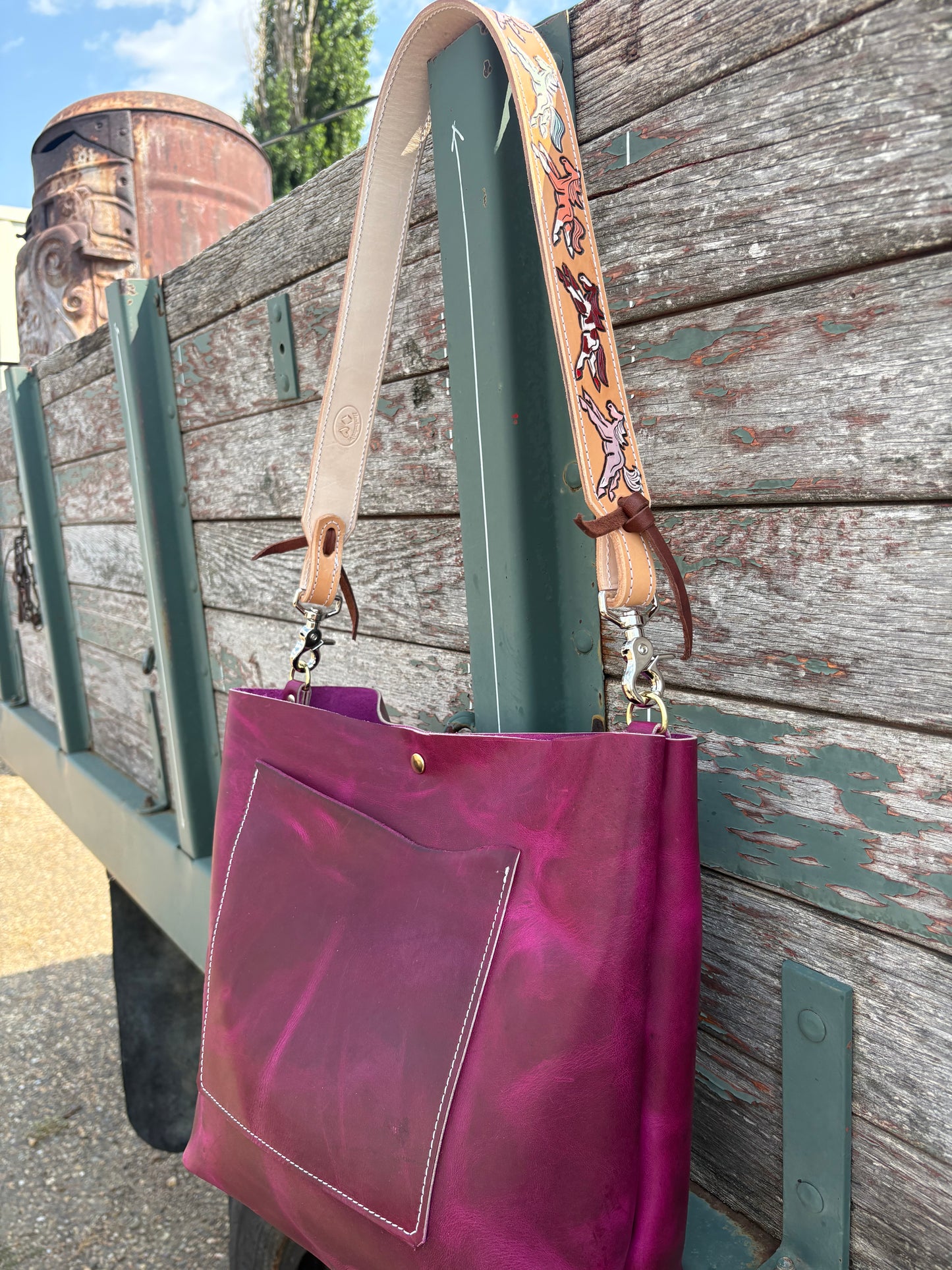 Wild Ponies Tote Bag *Burgundy