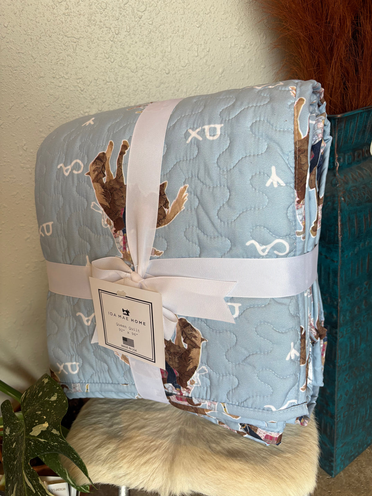 Casey Cowgirl Blue Patchwork Quilt *QUEEN