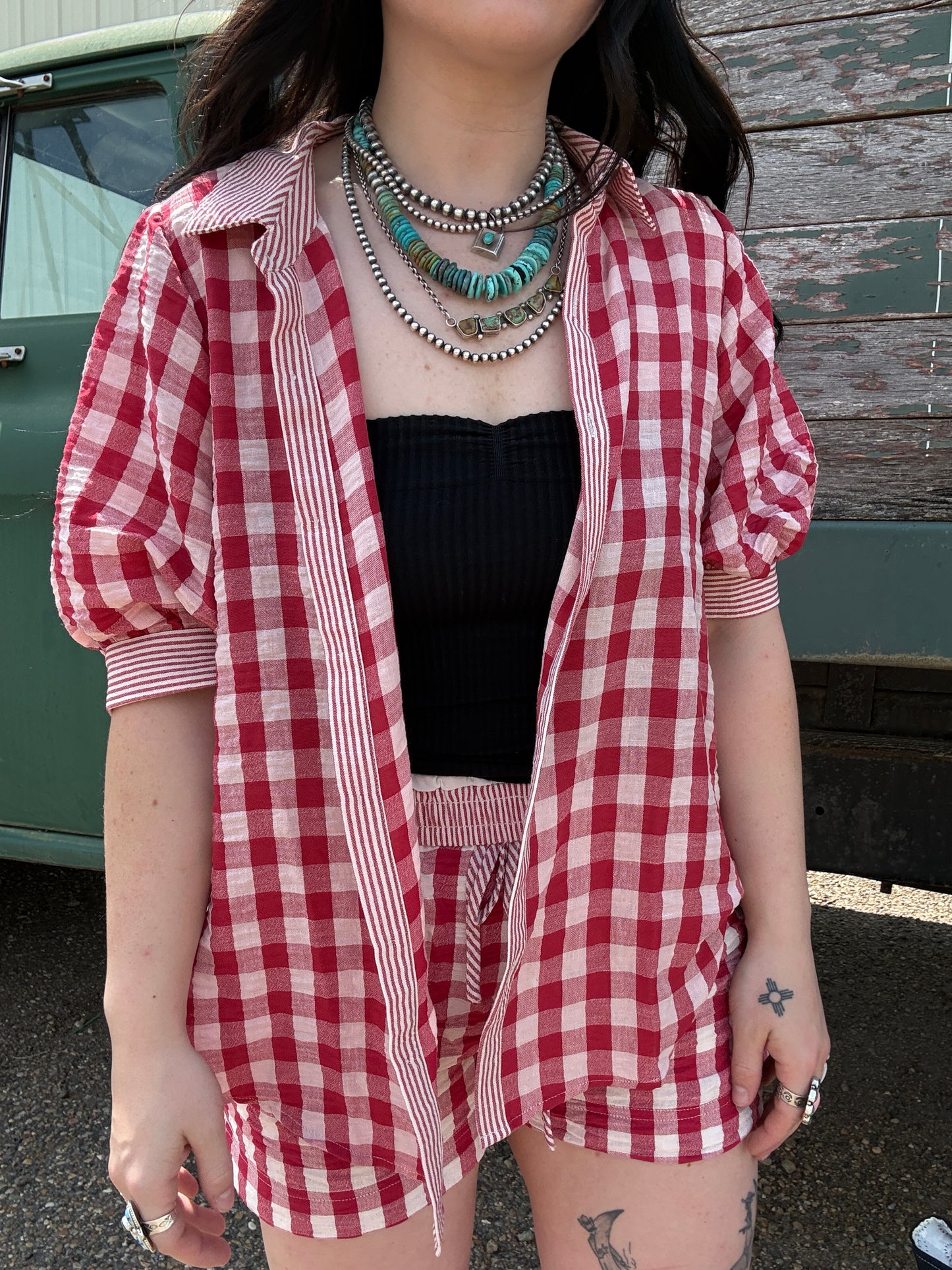 Prairie Breeze Gingham Set *Red