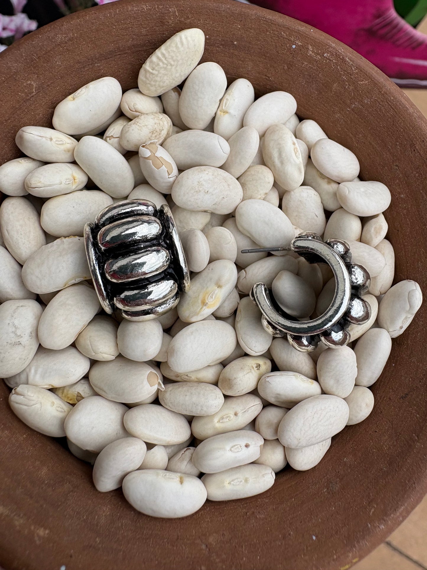 Small Oval Bubble Hoop Earrings