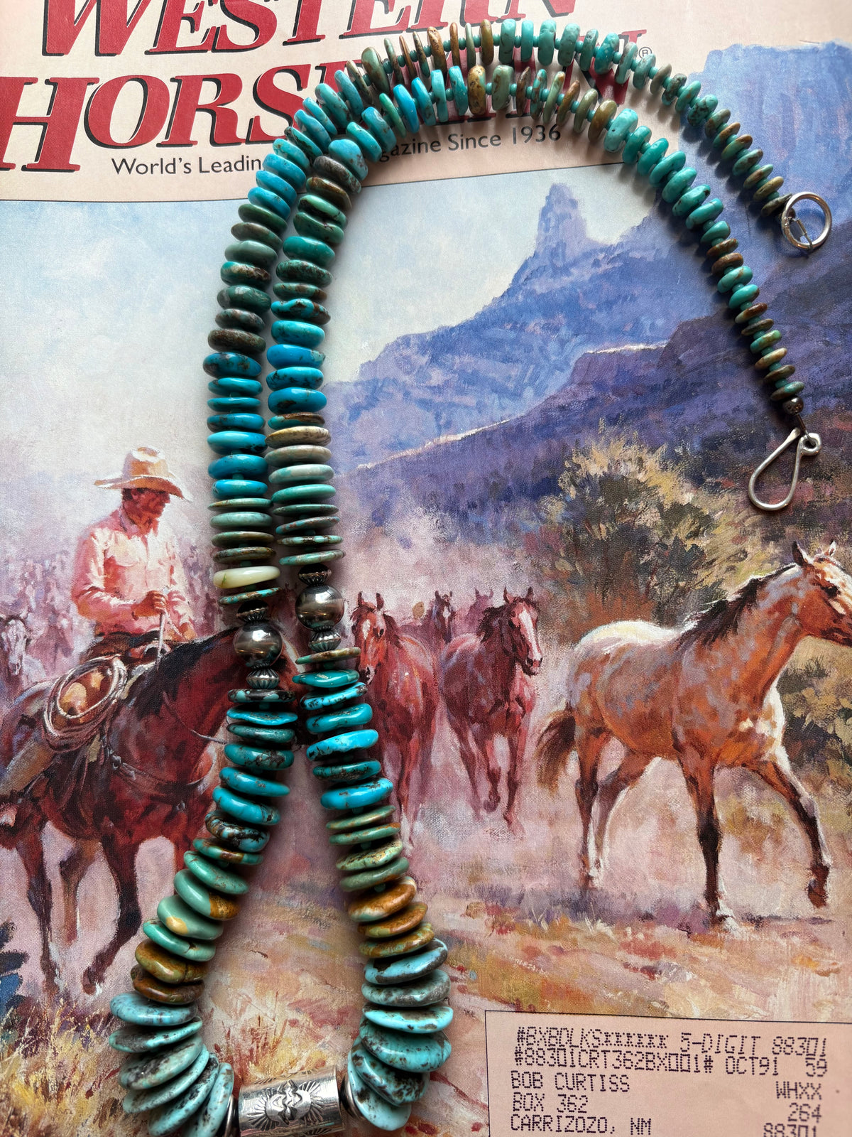 Kimberly Tom Turquoise and Barrel Bead Necklace