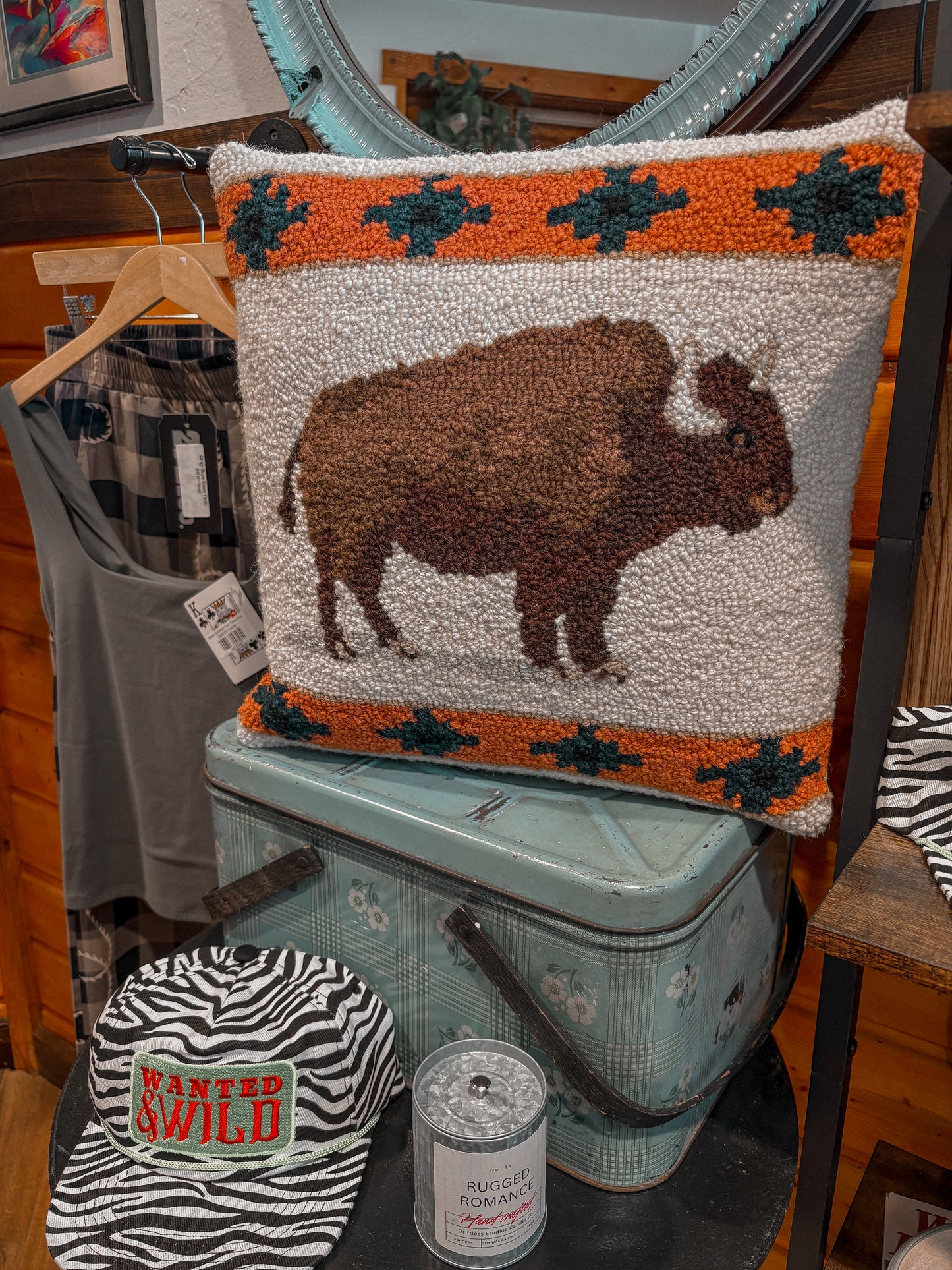Roaming Buffalo Wool Hook Pillow PRE-ORDER
