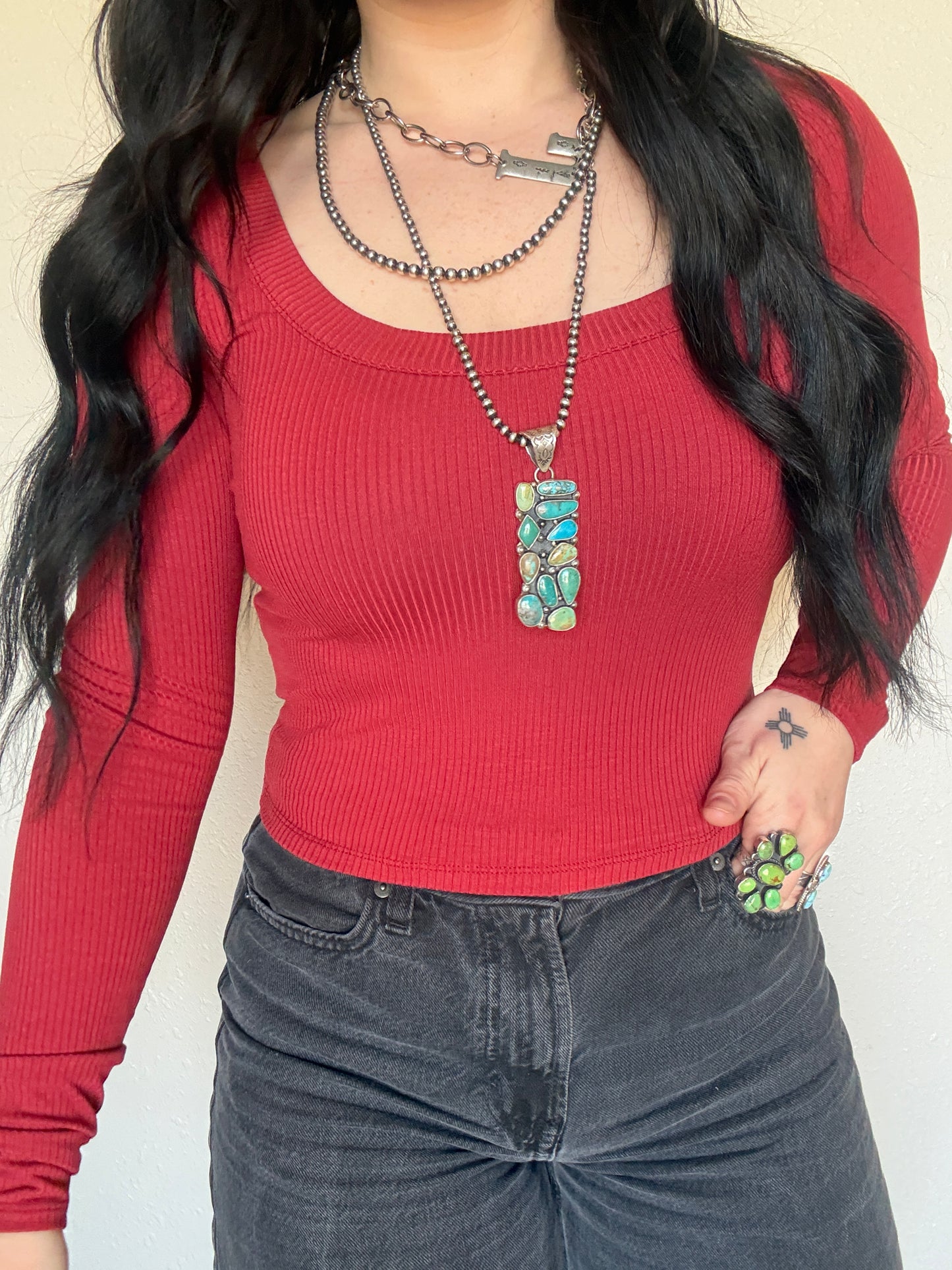 Ribbed Basic Long Sleeve *Red Pony