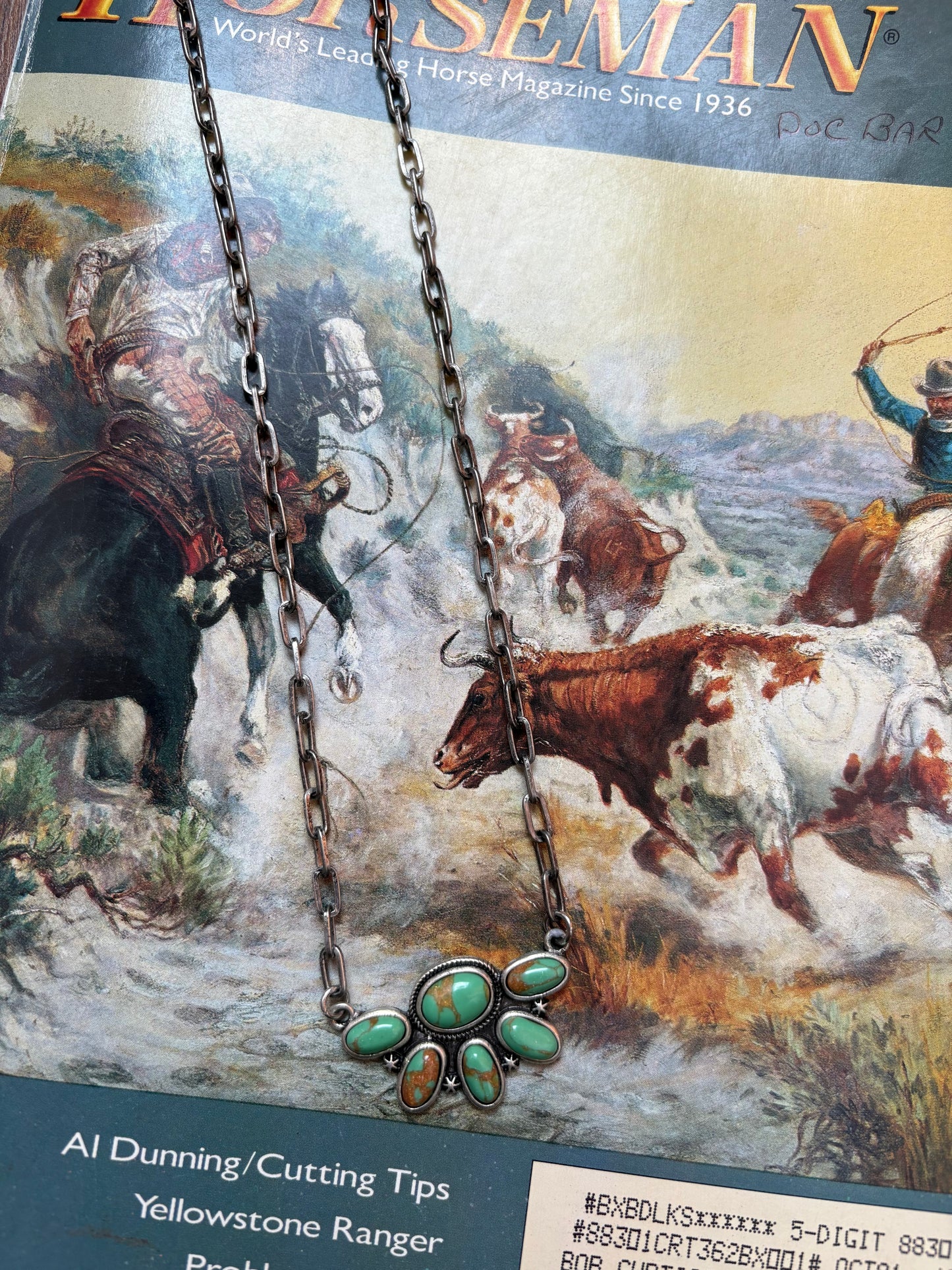 Half Custer Chain Necklace *Green Turquoise