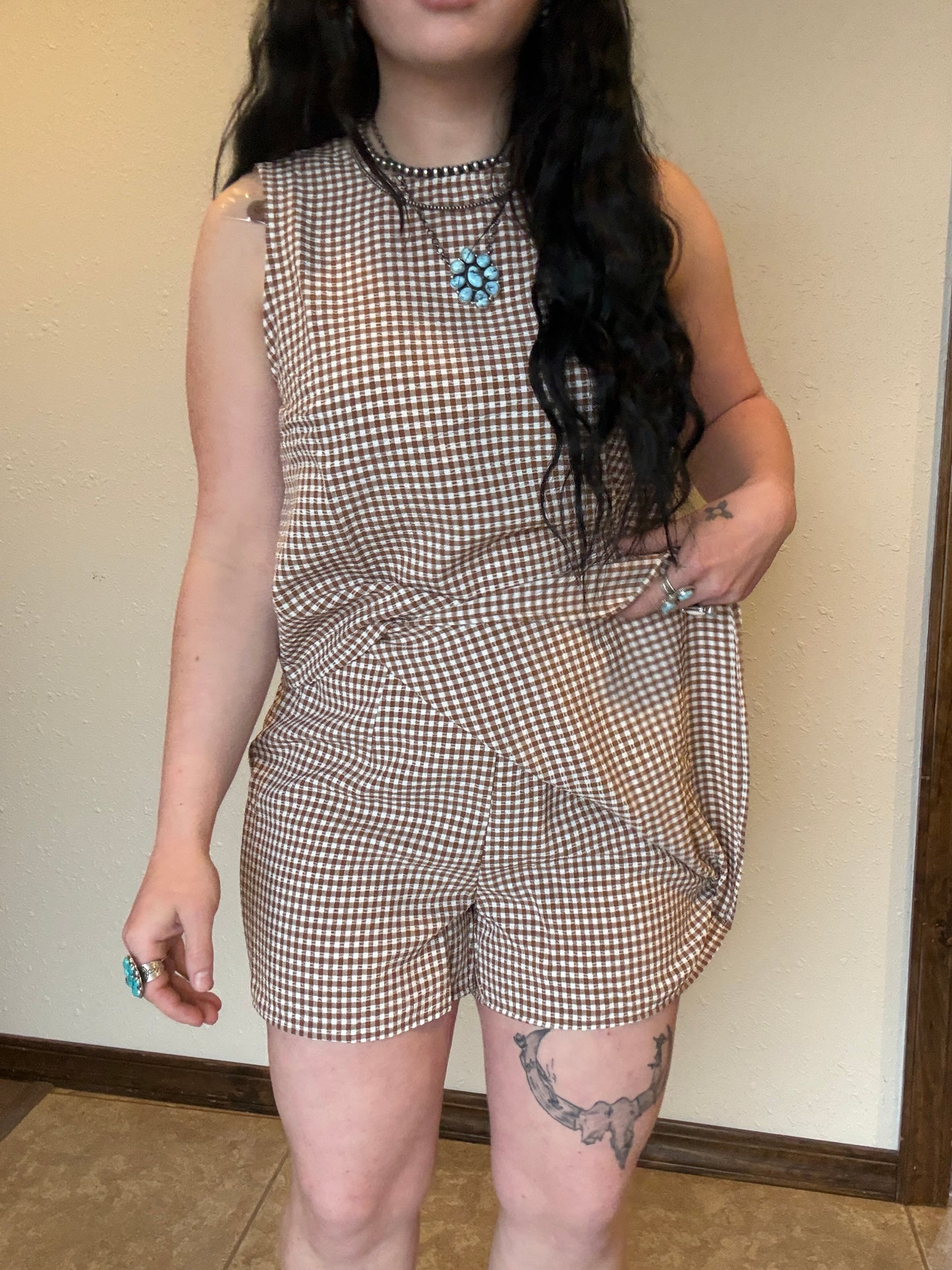 The Cowboy Check Skort Set