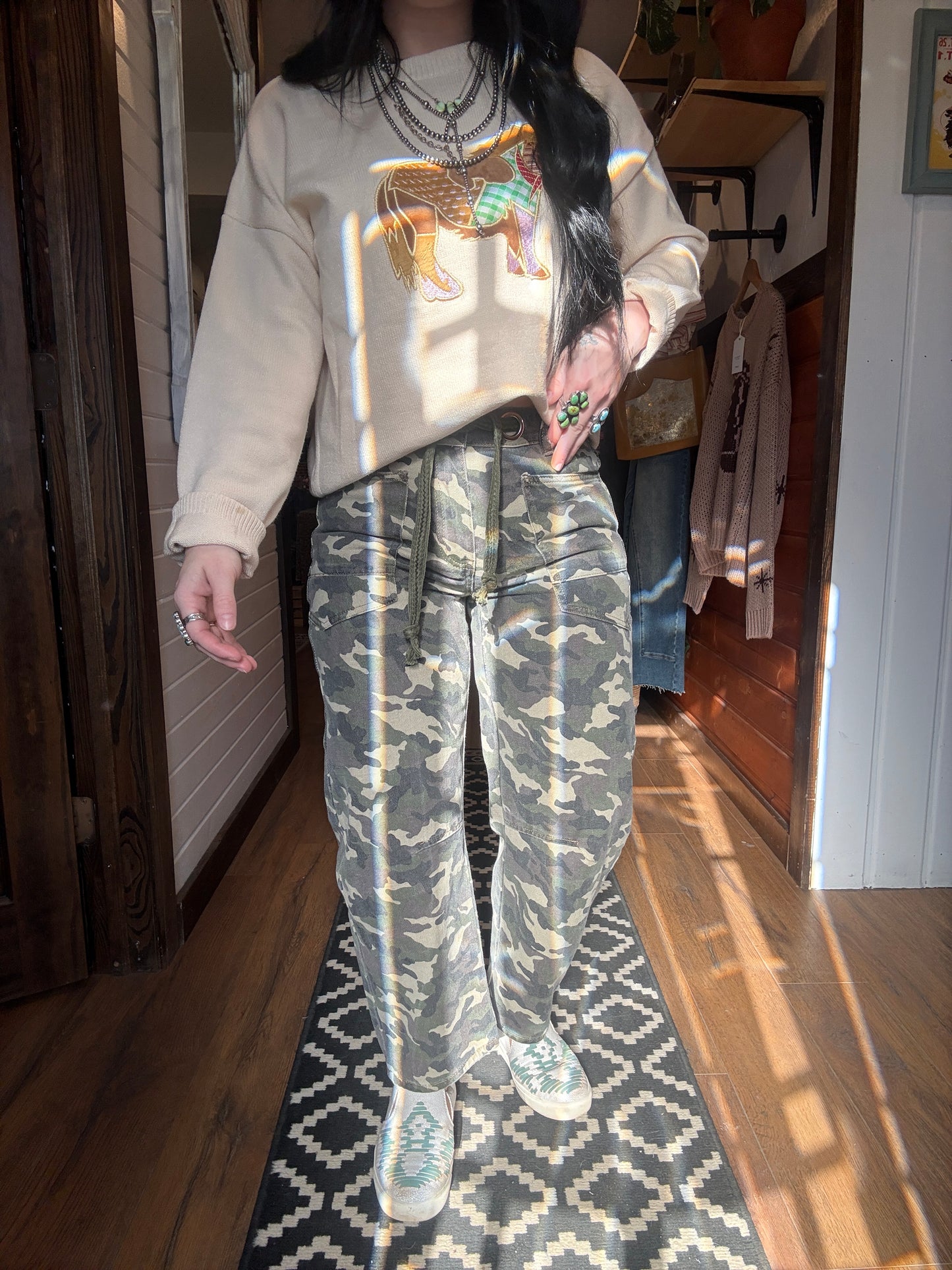 The Cowboy Camo Horseshoe Barrel Jean