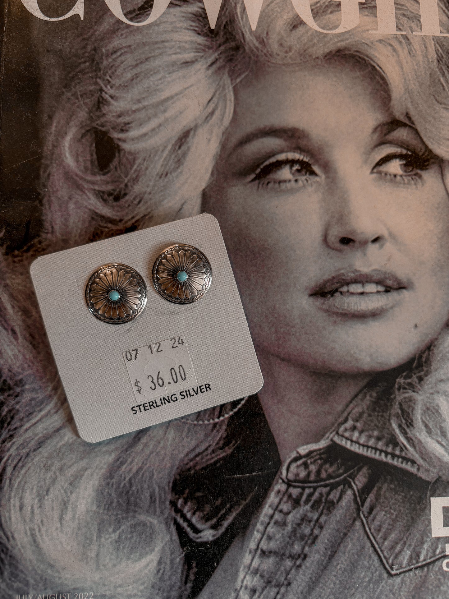 Sterling Silver & Turquoise Cluster Concho Studs