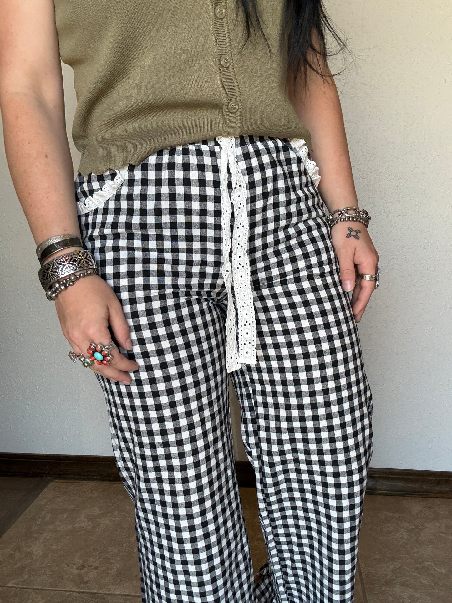 The Gringa Gingam Ruffle Pant *Lux