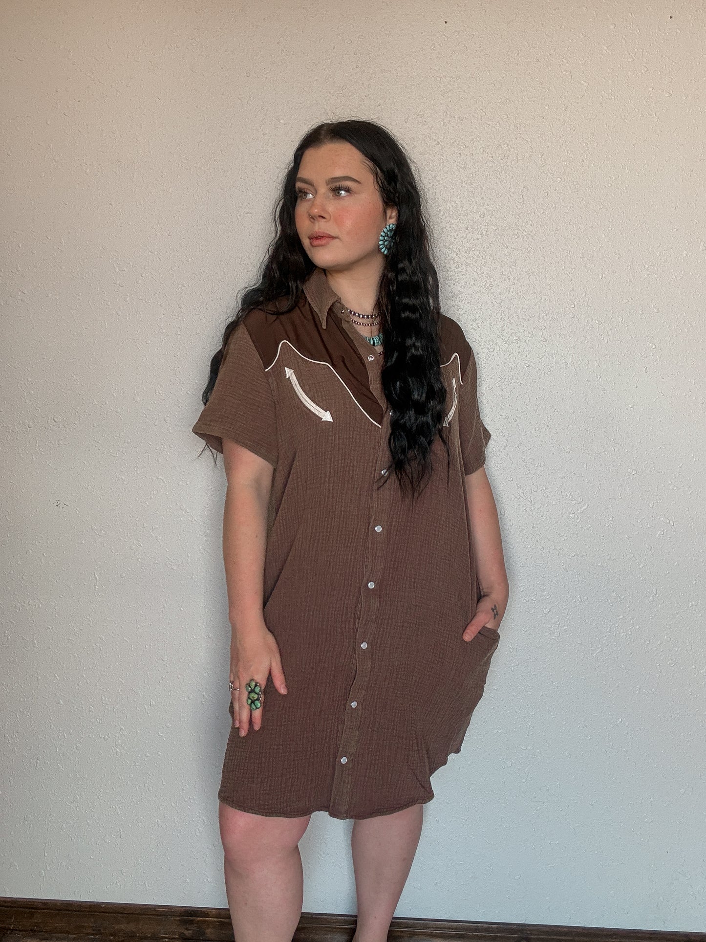 Ranchy Retro Pearl Snap Dress