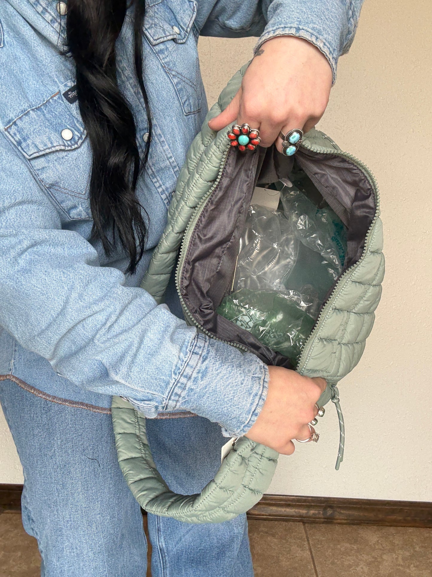 Coastal Cowgirl Quilted Puffer Duffle Bag *SAGE