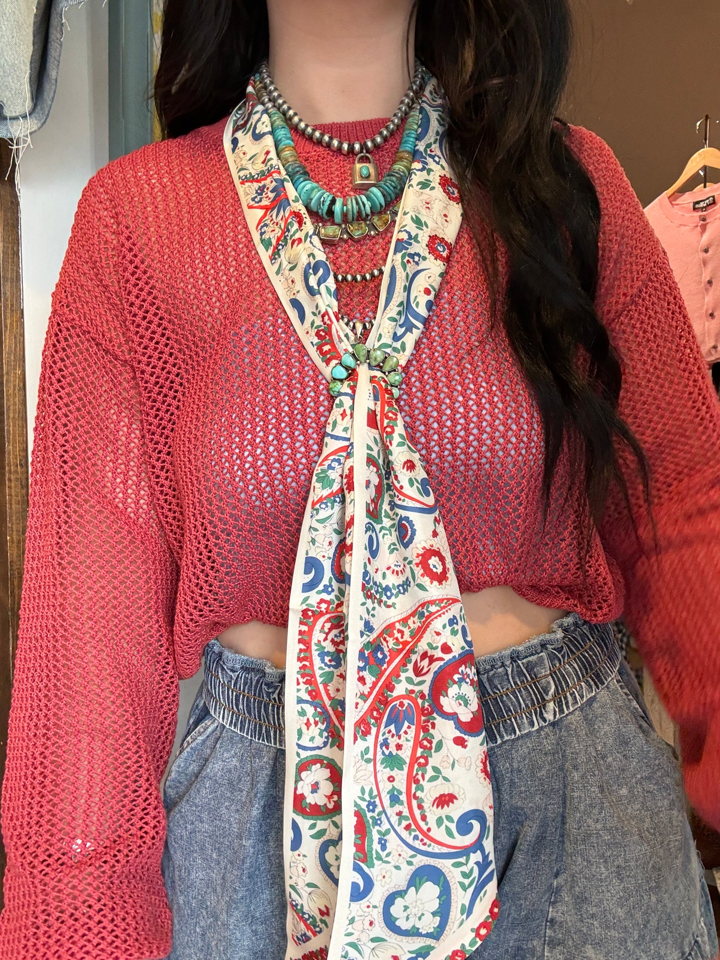 Red, White, & Blue Paisley Twilly