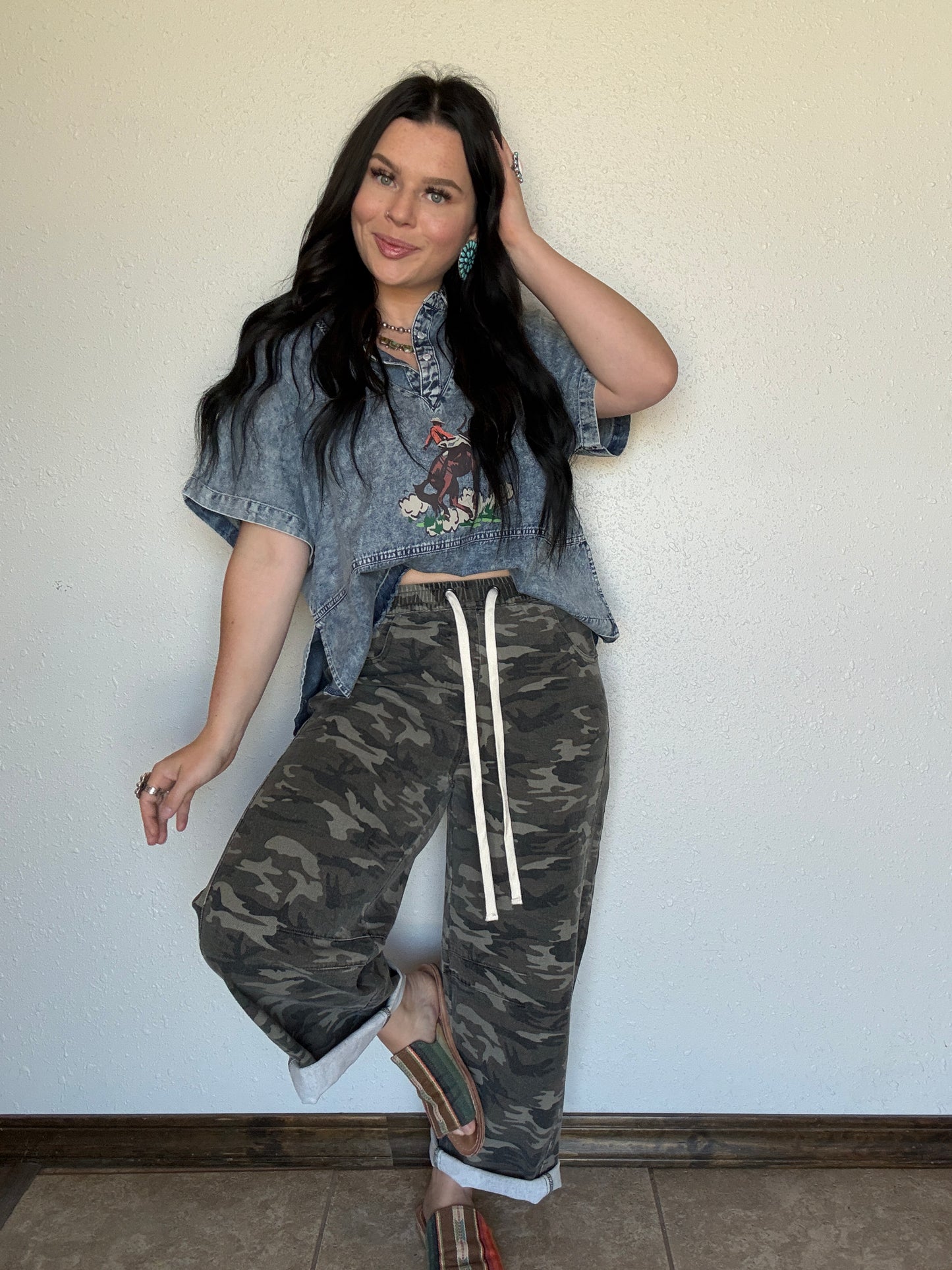 The Fairground Camo Barrel Jean