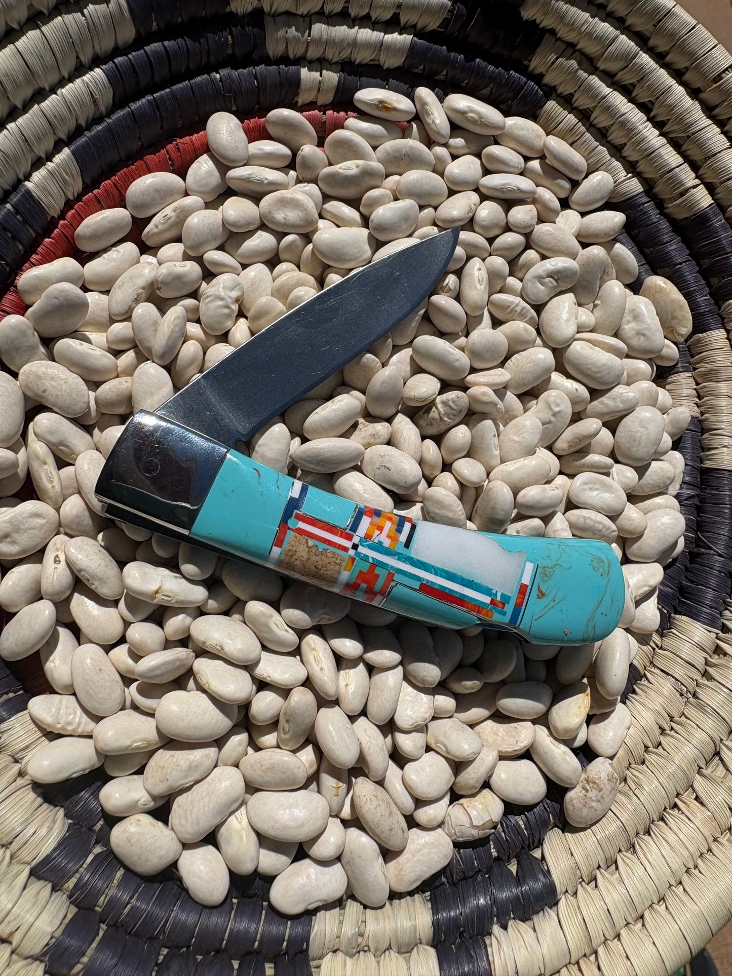 Genuine Turquoise Inlay Pocket Knife