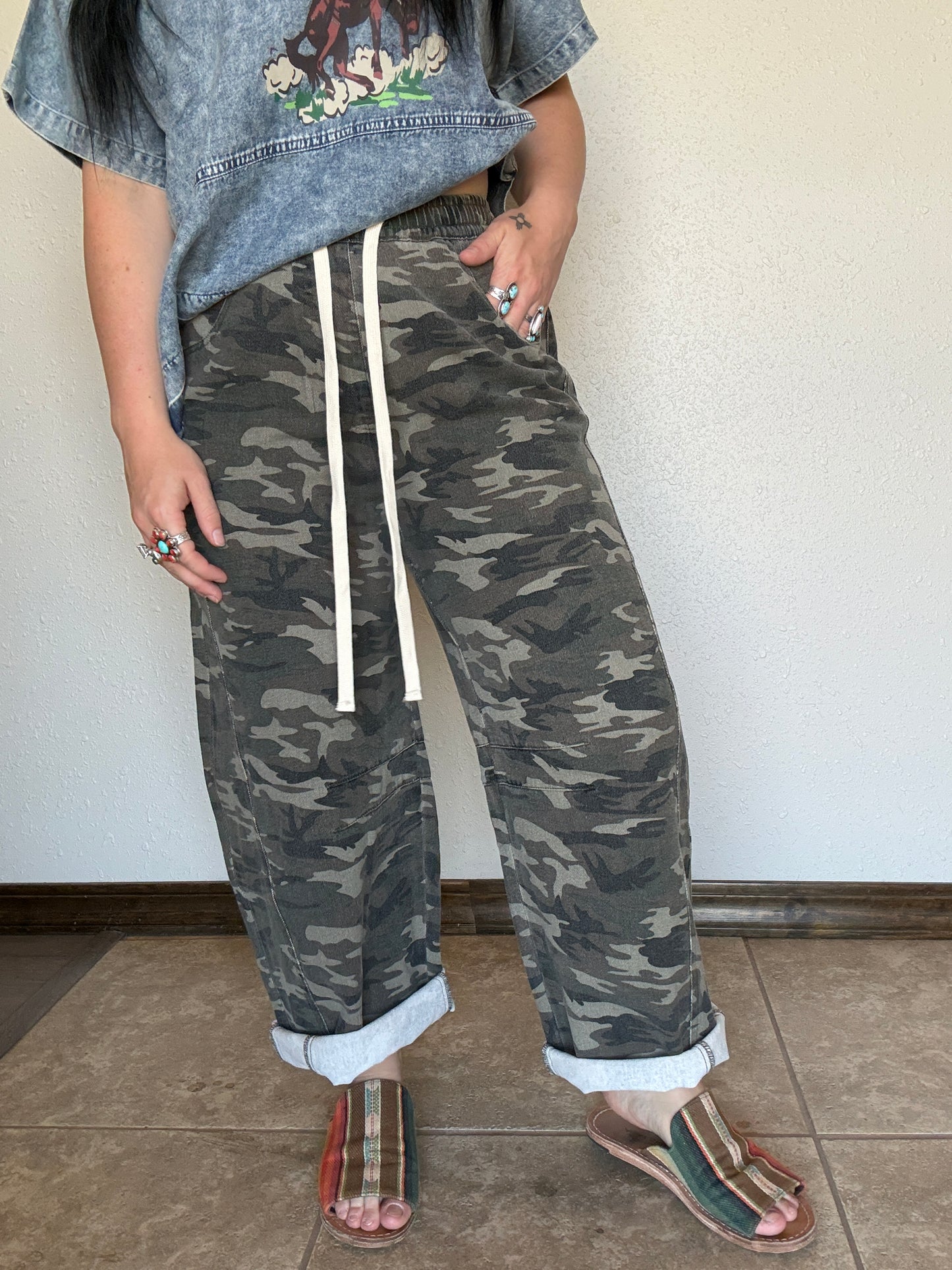 The Fairground Camo Barrel Jean