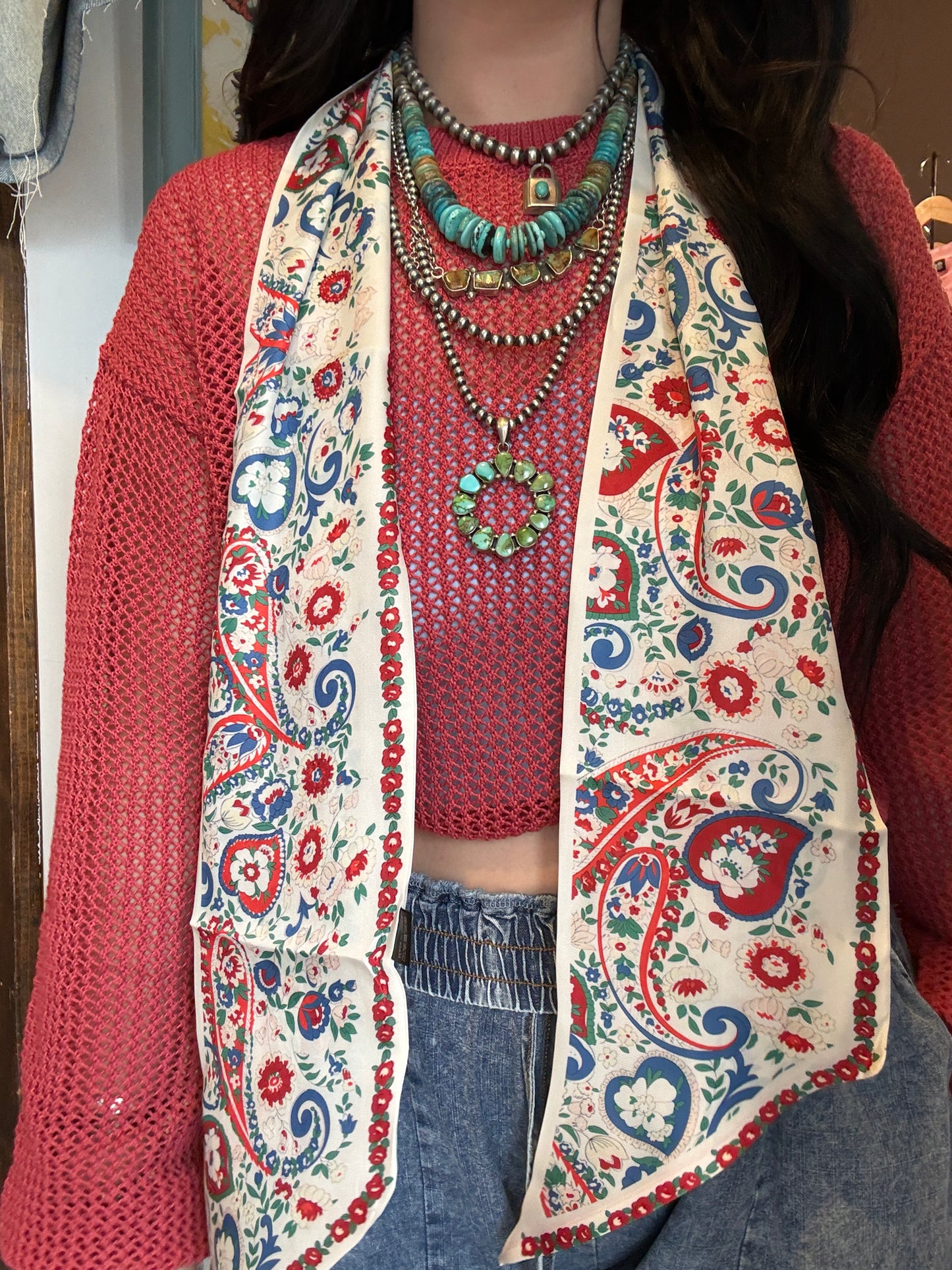 Red, White, & Blue Paisley Twilly