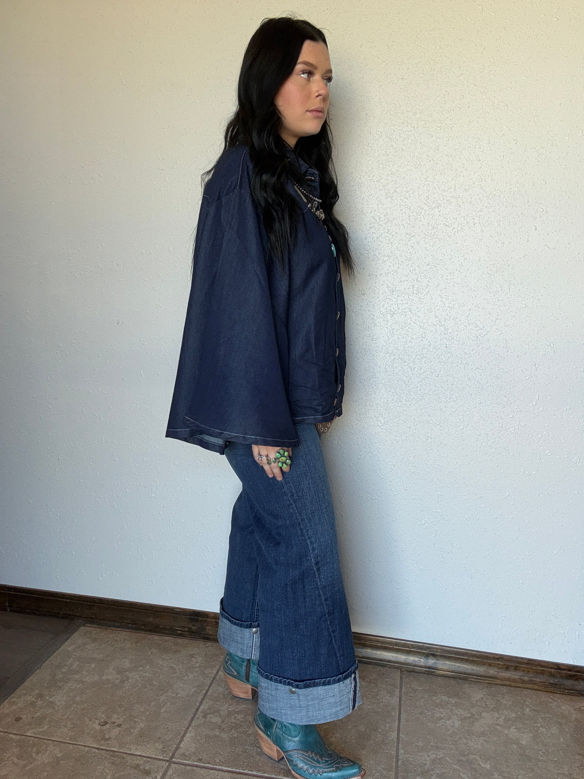 The Blu Outlaw One Size Denim Poncho