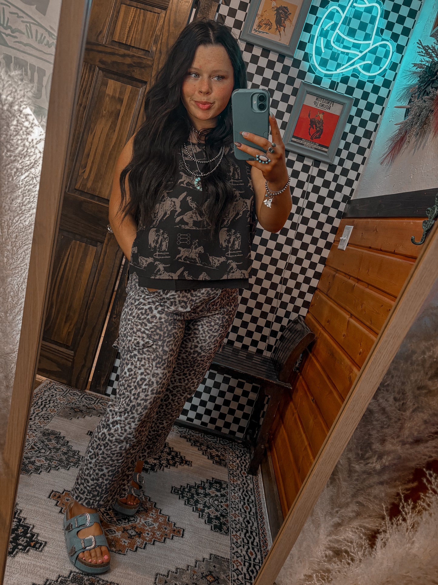 Leopard Cropped Cargo Pants