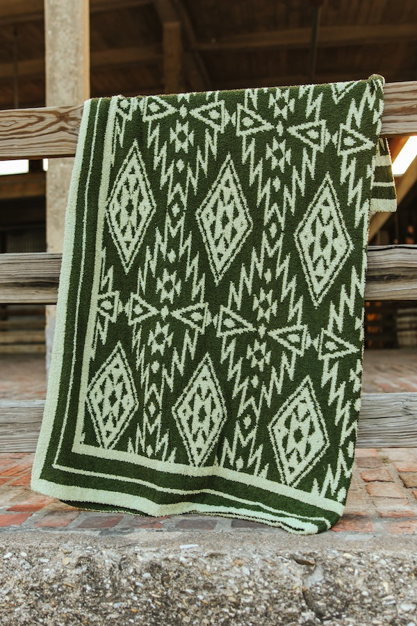 Green Aztec Knit Blanket
