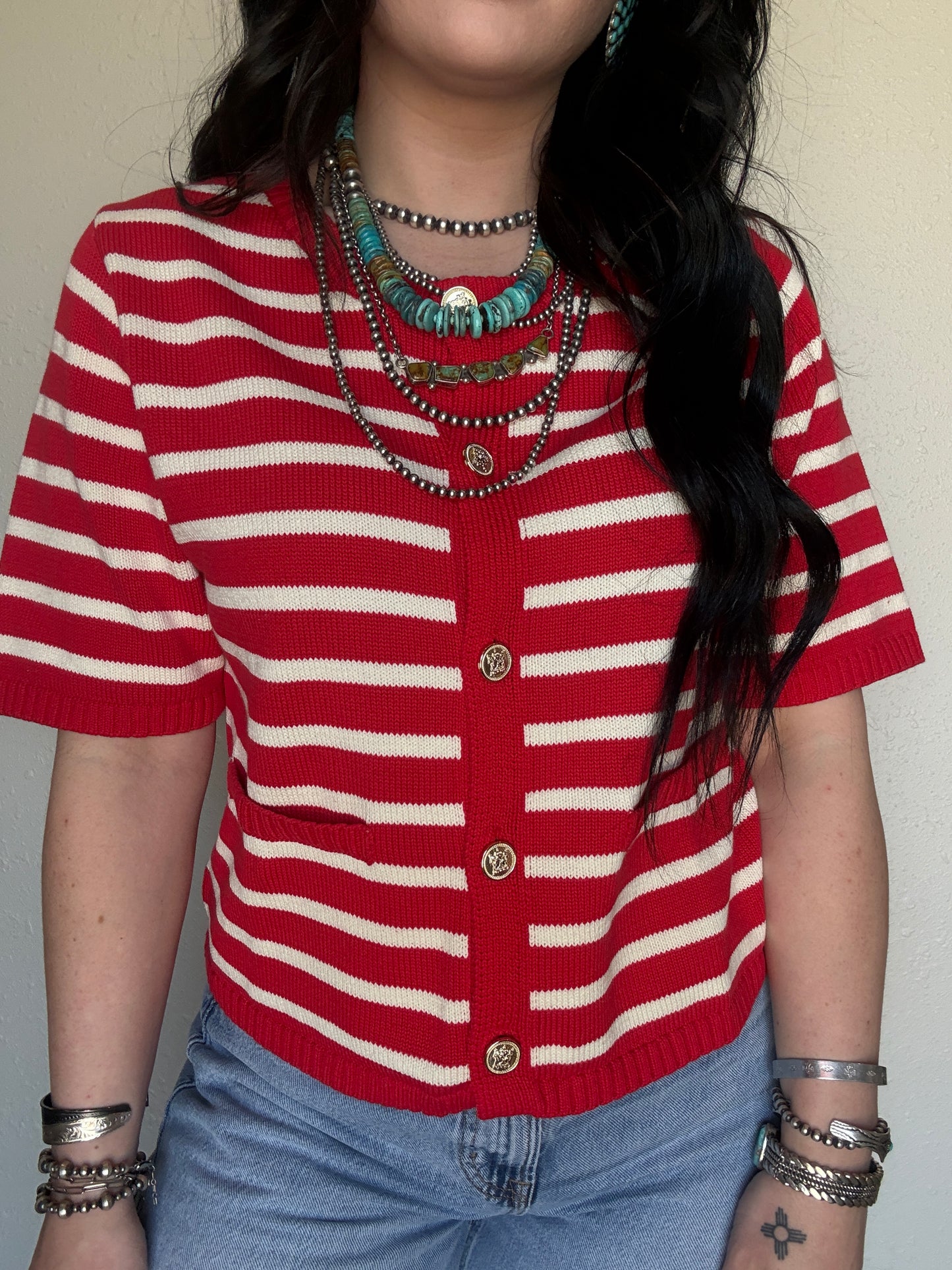 Americana Breeze Knit Top *Red