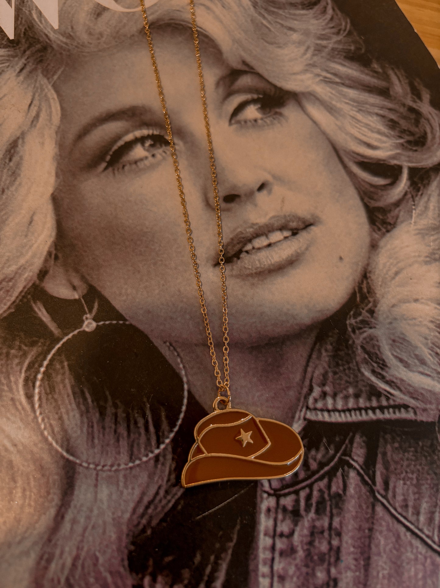 Gold Cowboy Hat Necklace