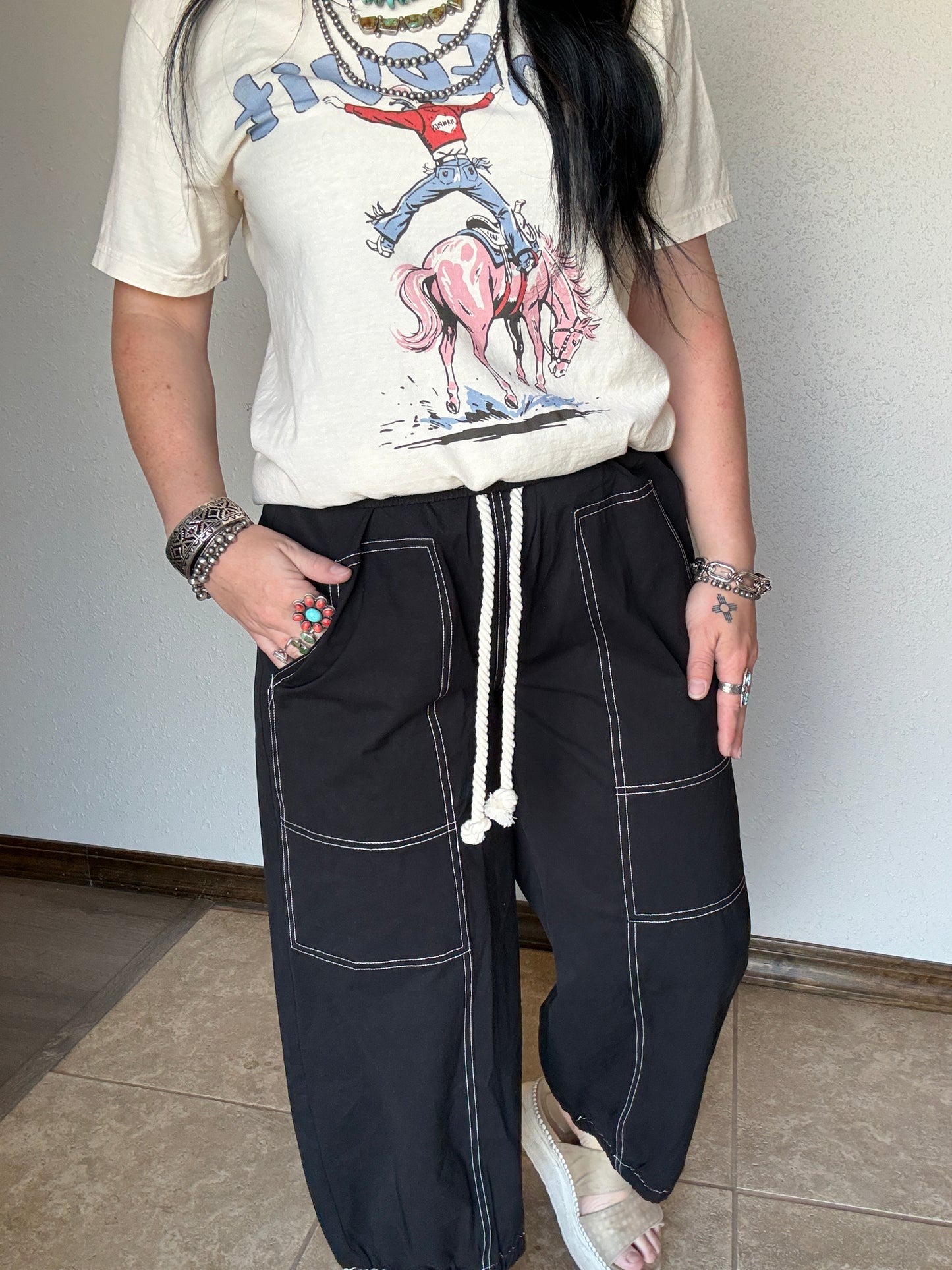 Barrel Shaped Cotton Pants
