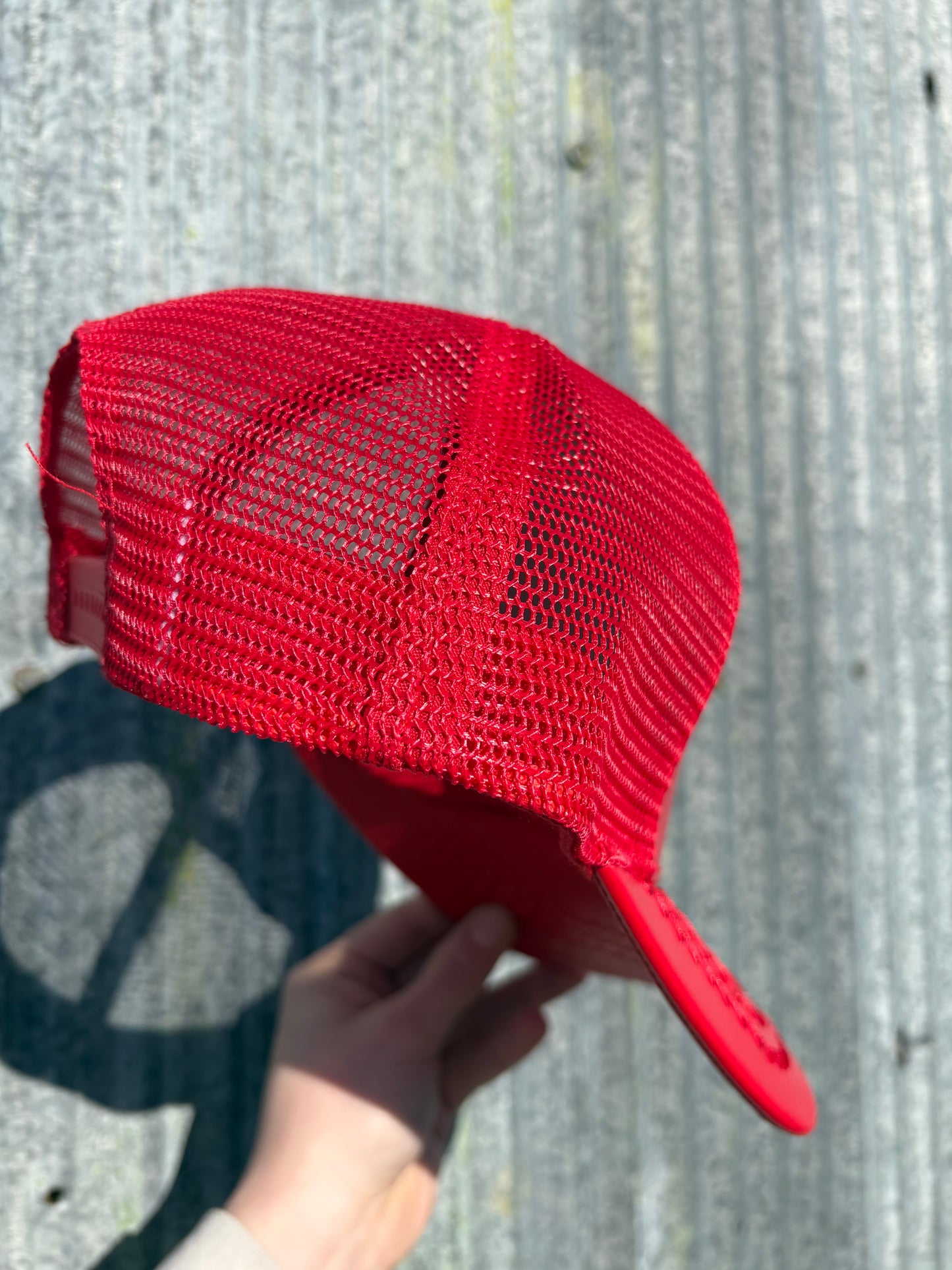 Red Leather Concho Trucker Hat