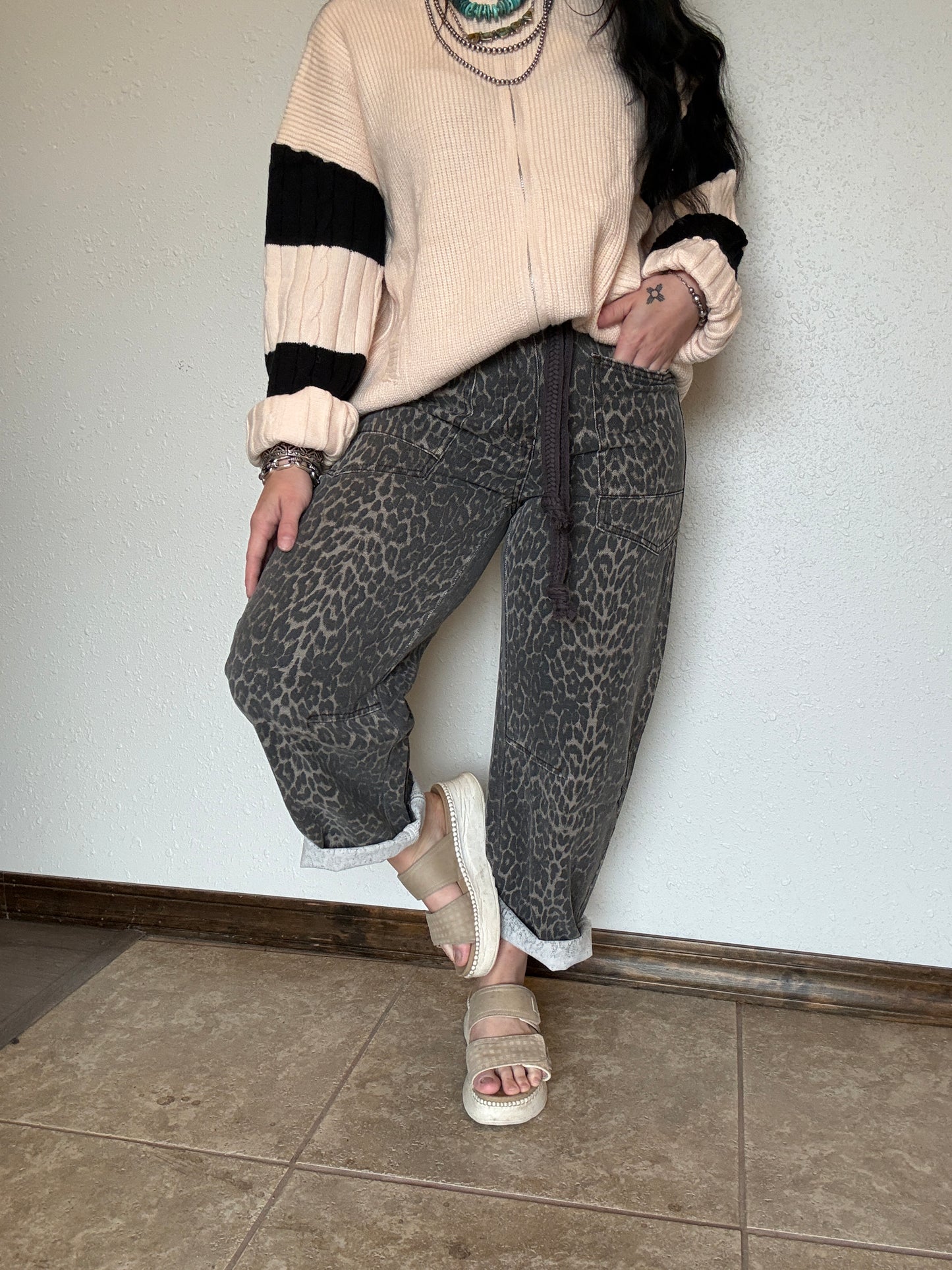 The Lefty Leopard Barrel Jeans