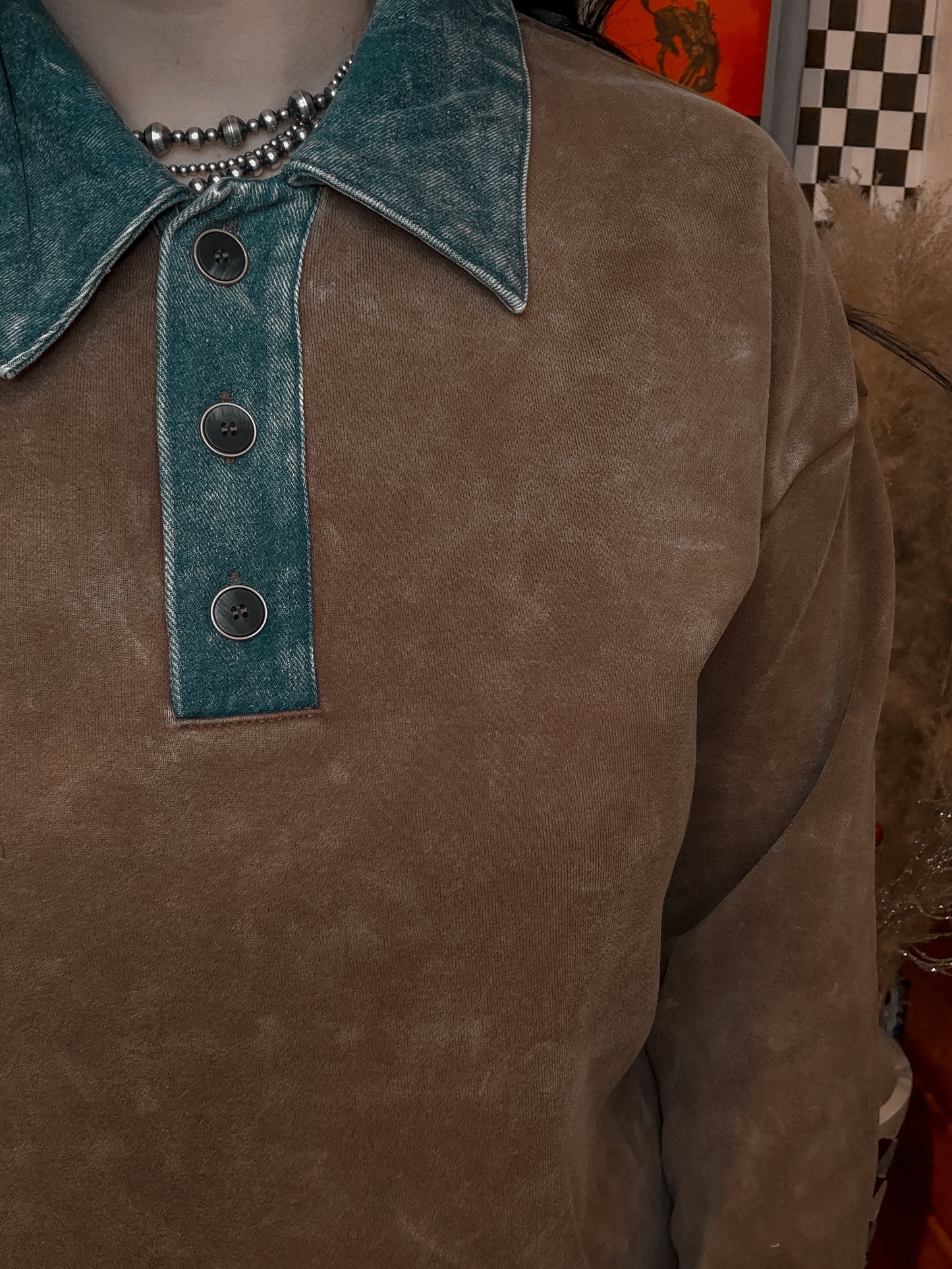 The Teddy Denim Collar Sweater