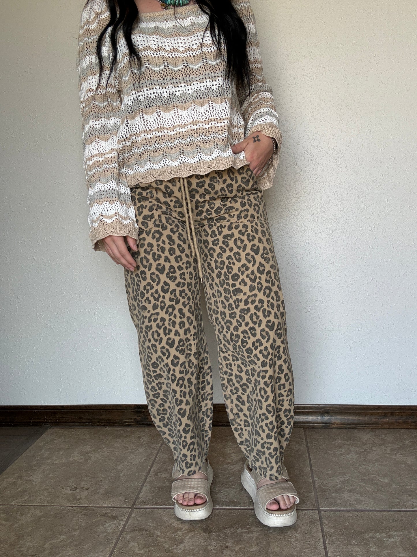 The Lucy Leopard Barrel Jean
