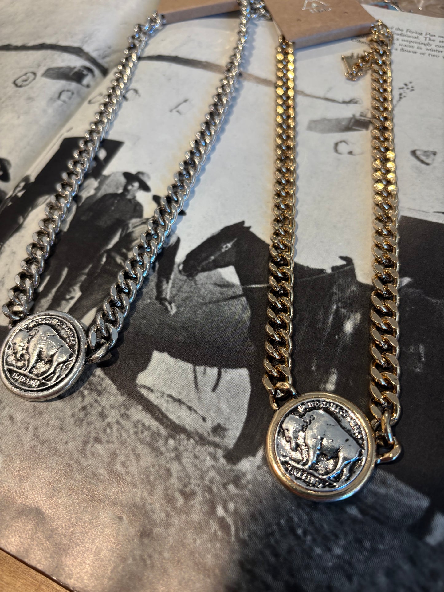 Western Buffalo Coin Chain Necklace