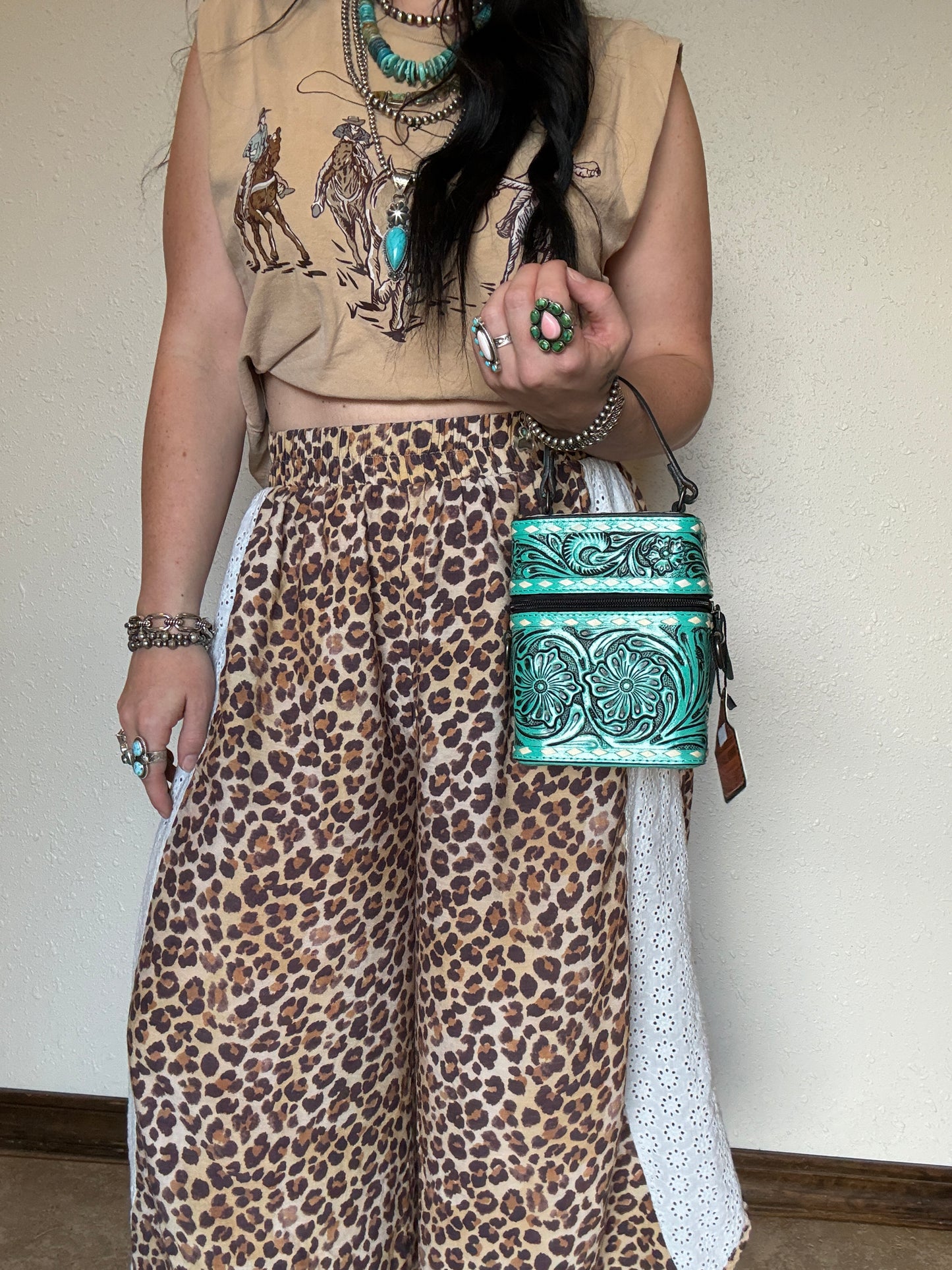 Tooled Leather Box Purse *Teal