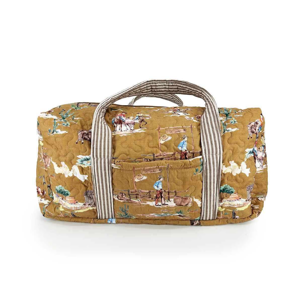 Retro Cowboy Gold Quilted Weekender Duffle Bag