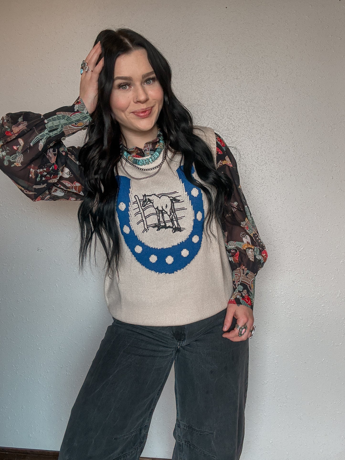 Wagon Wheel Mesh Blouse