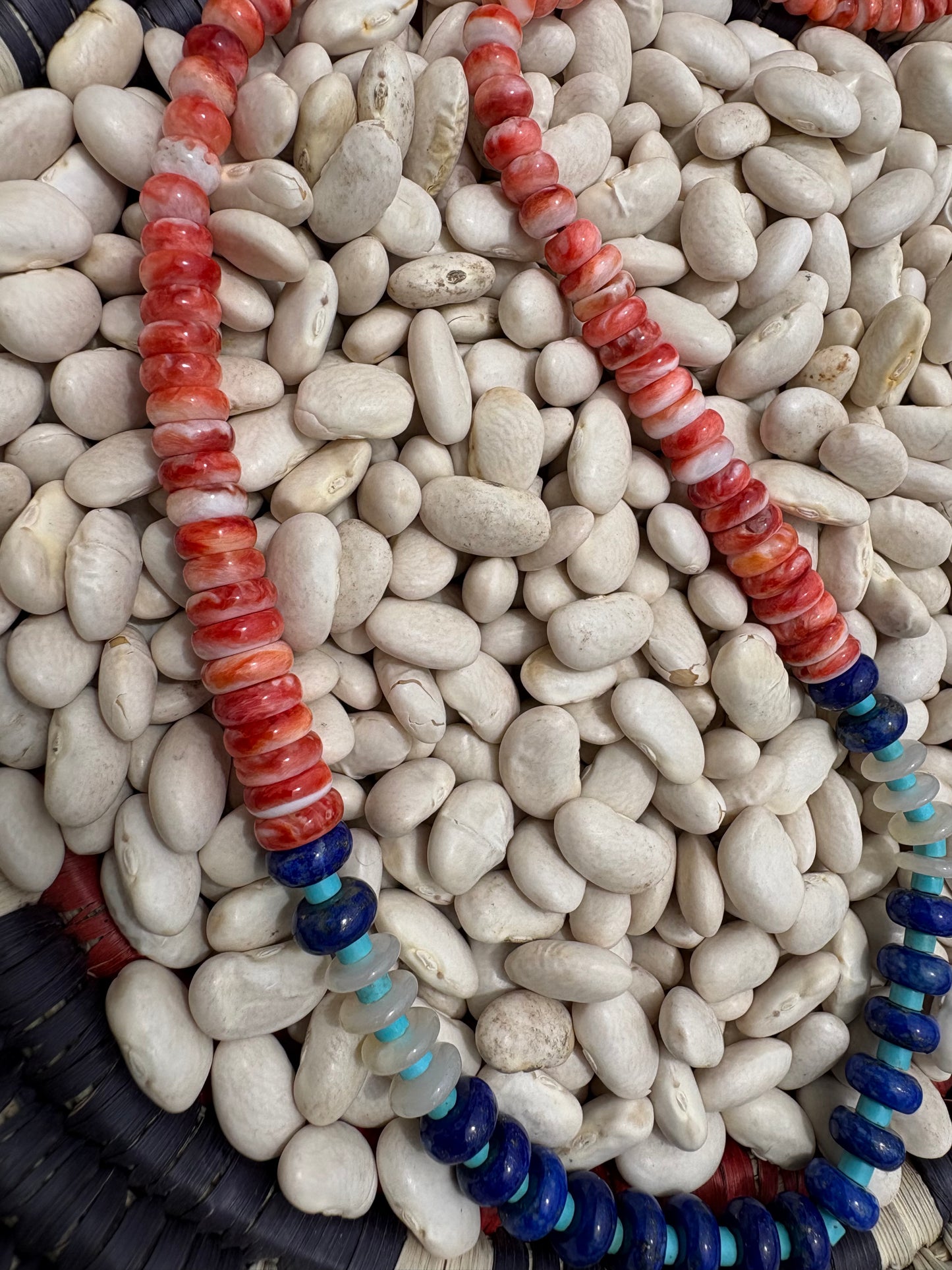 The Americana Lapis, Orange Spiny, and Turquoise Necklace