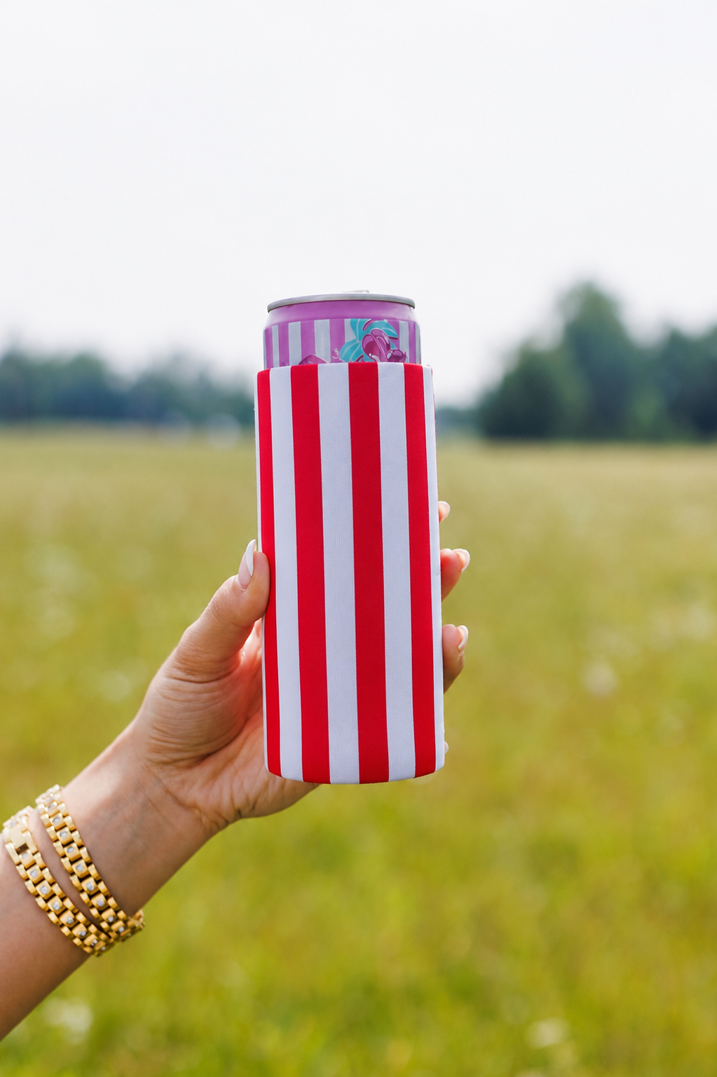 Red Striped Tall Coozie