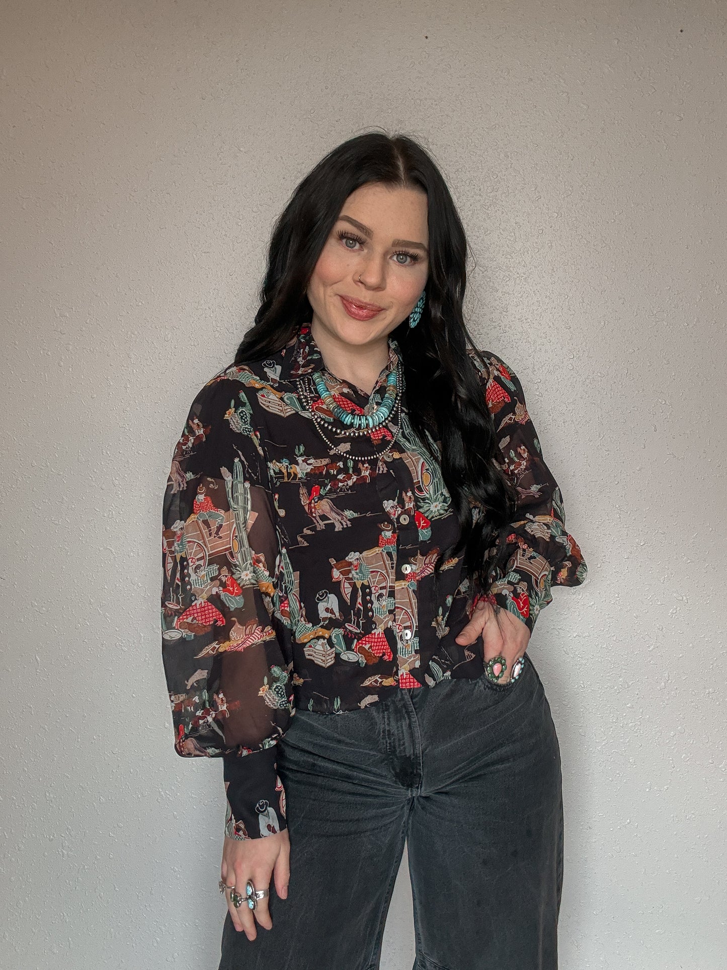 Wagon Wheel Mesh Blouse