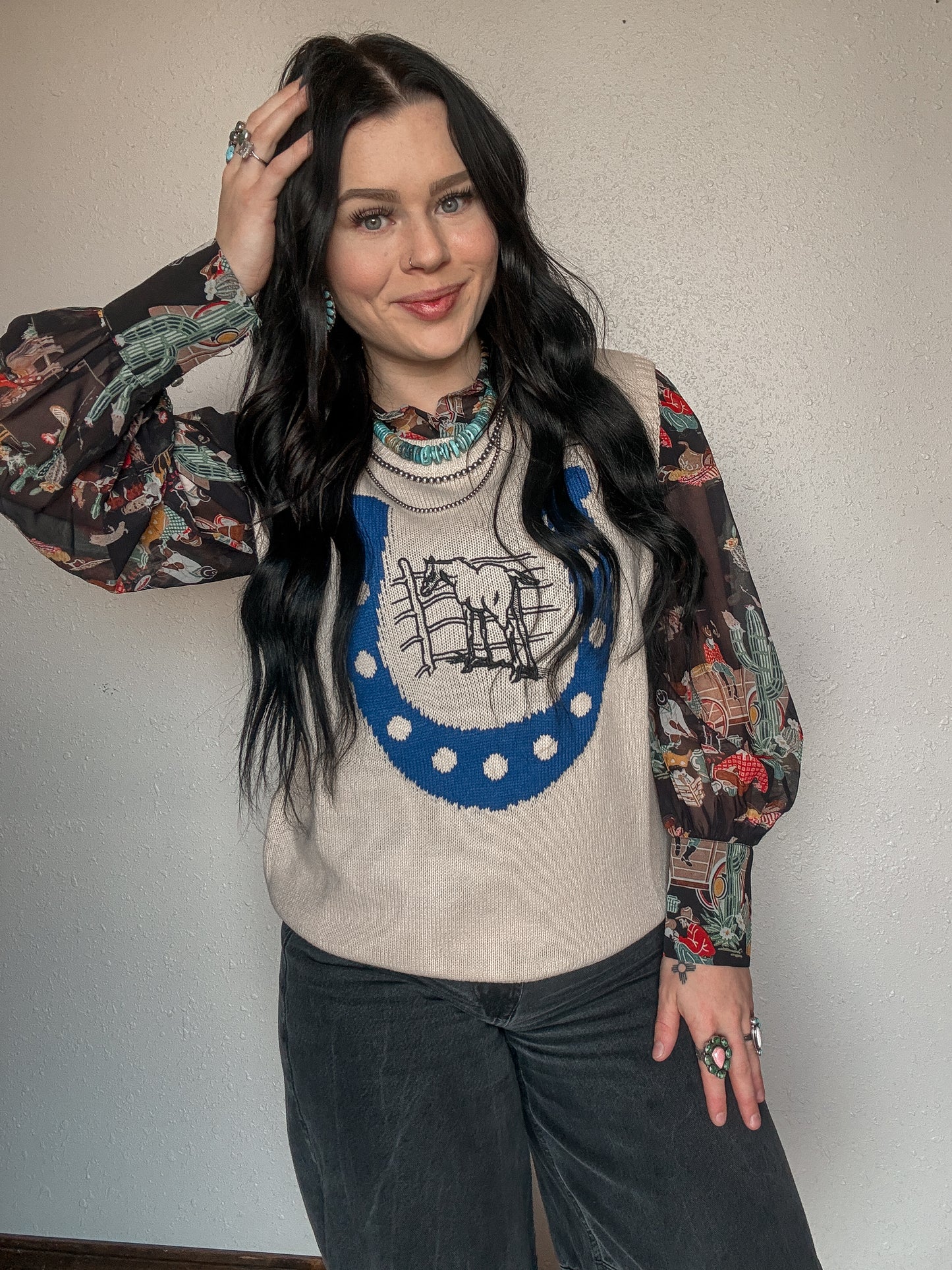 Wagon Wheel Mesh Blouse