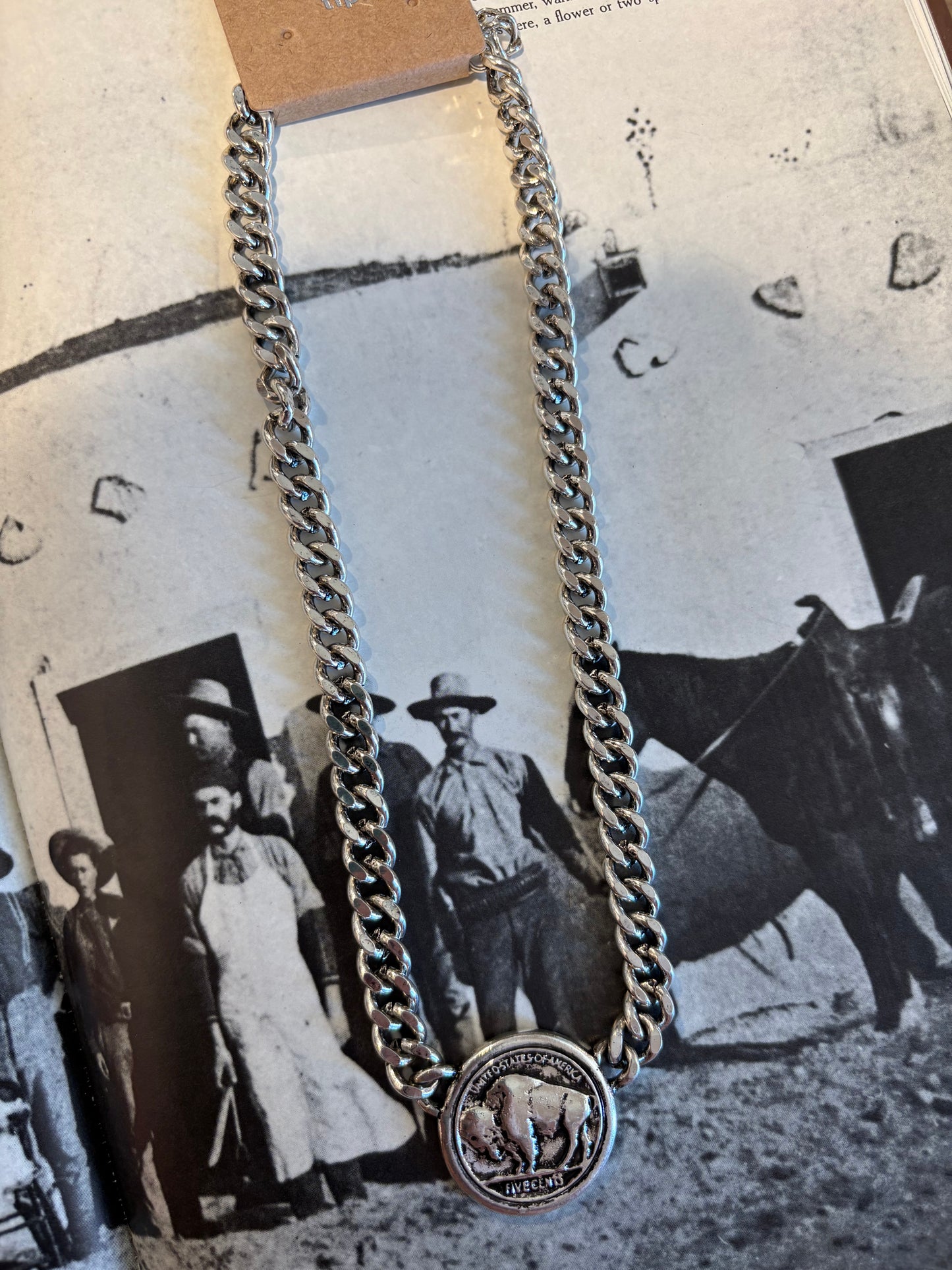 Western Buffalo Coin Chain Necklace