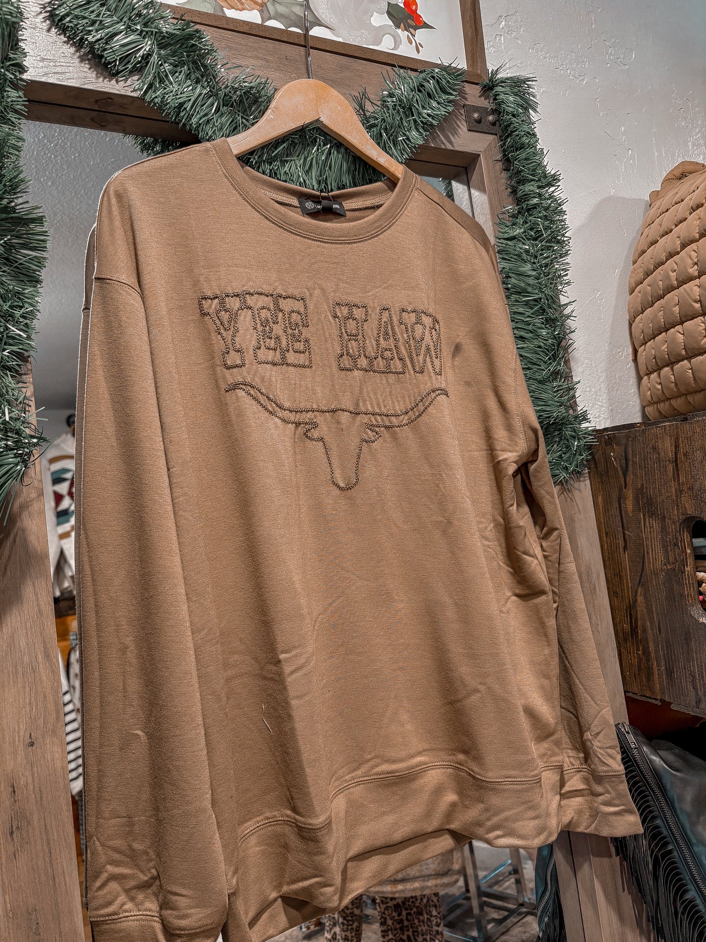 Longhorn Embroidered Pullover *Bay