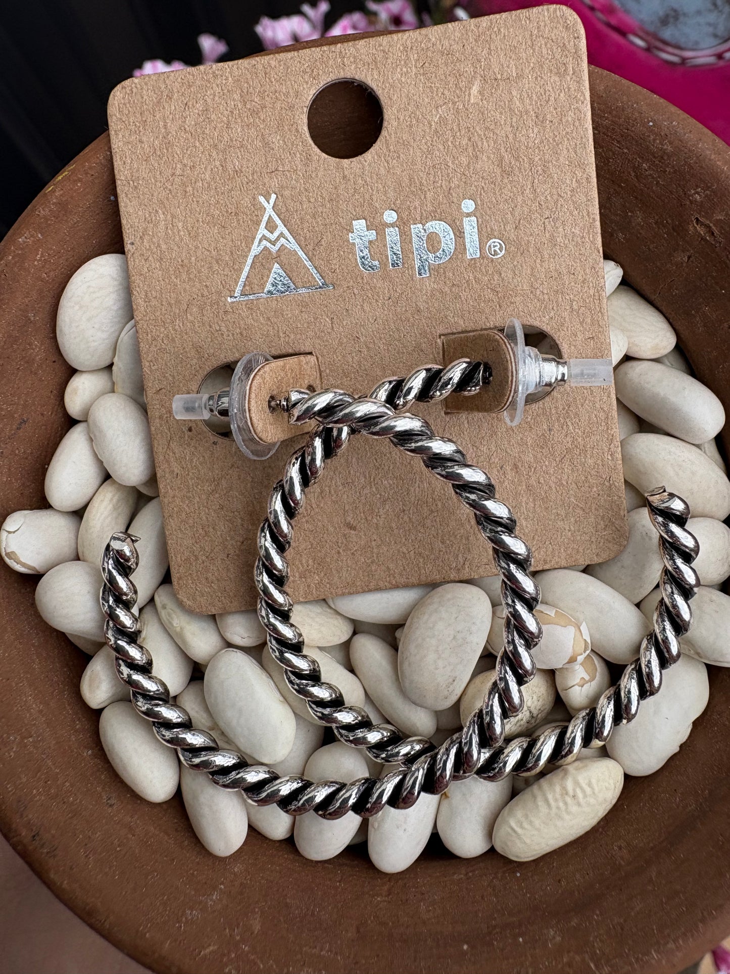 Medium Sized Twist Hoop Earrings