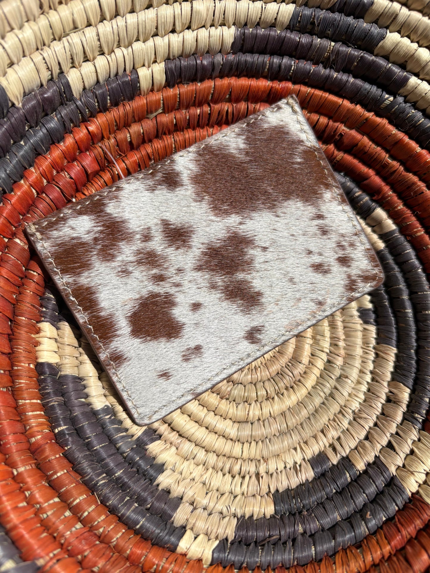 Criss Cross Cowhide Card Holder