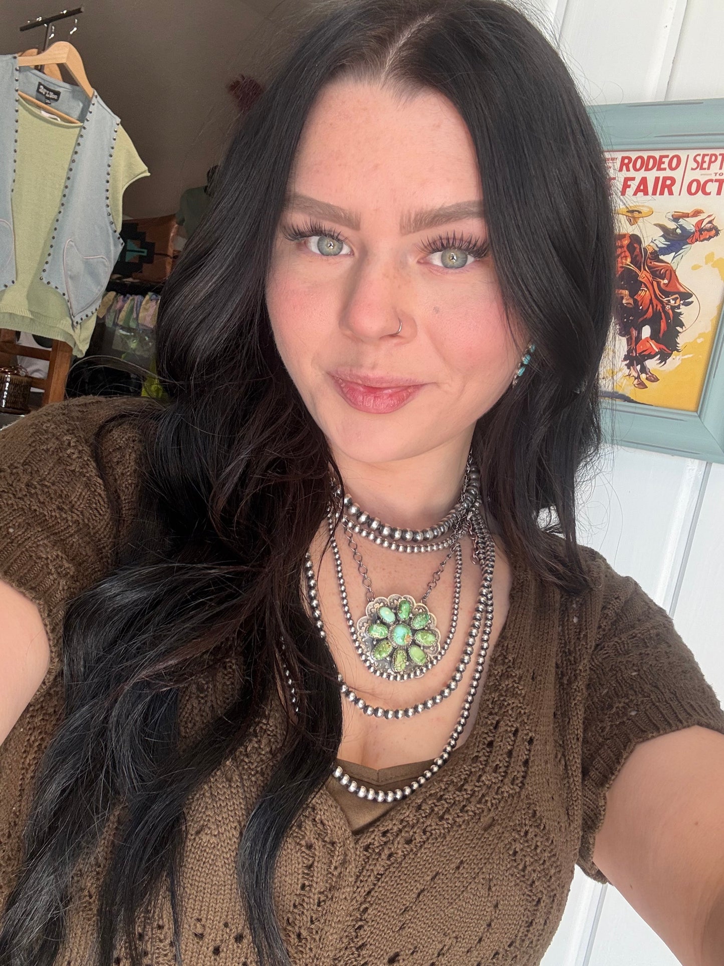 Kee Johnson Cluster Concho Necklace