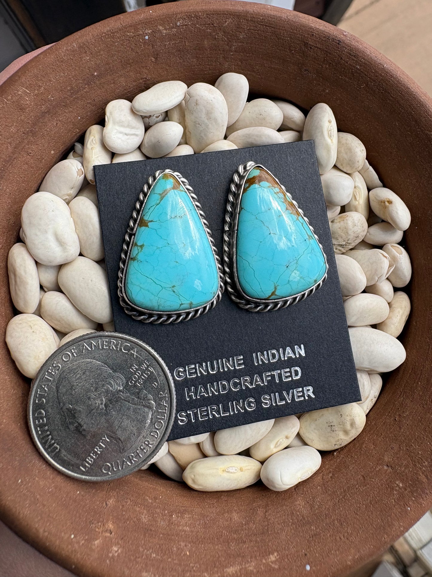 Large Mine 8 Turquoise Studs Native Made Chasity Belone