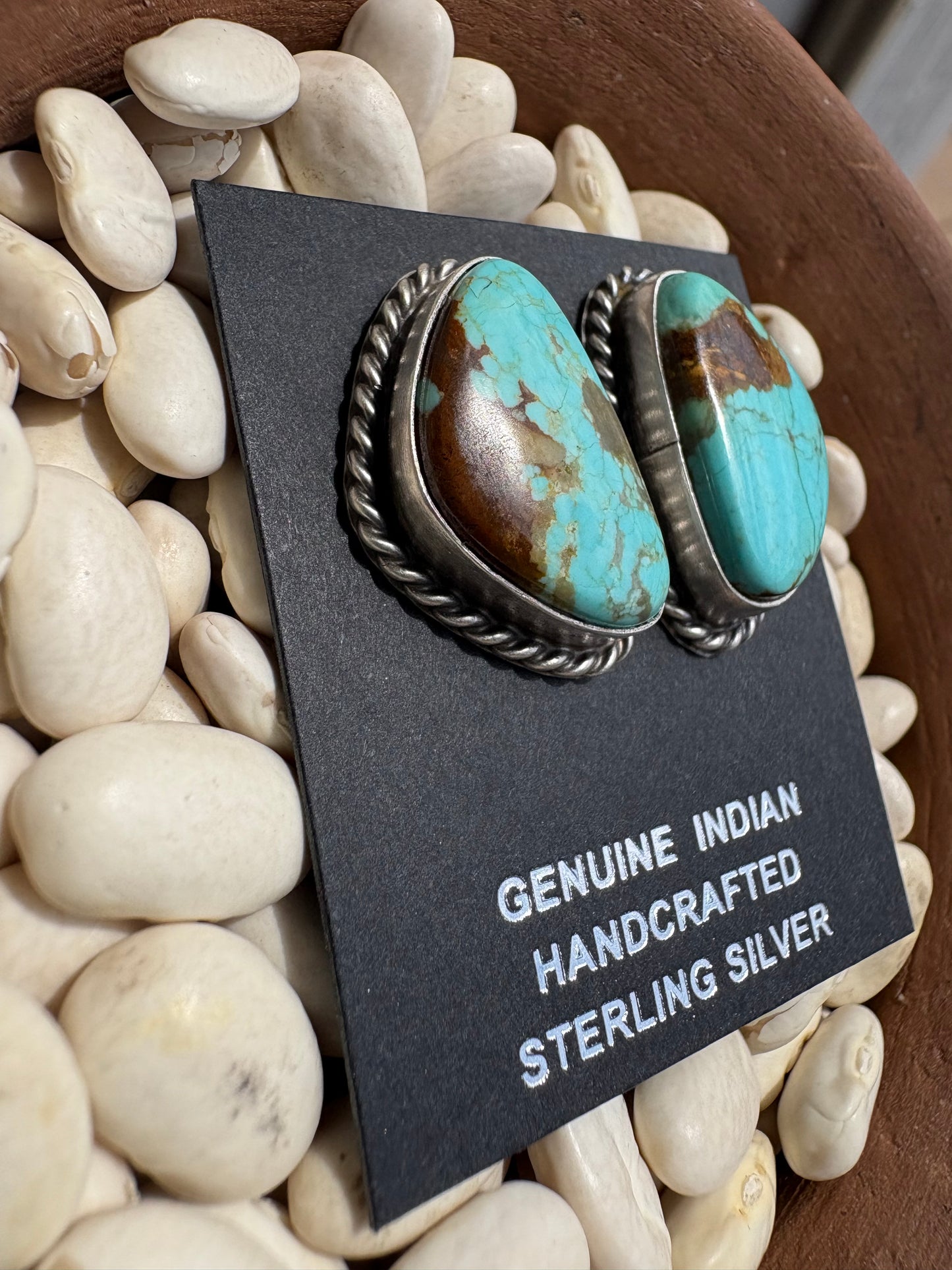 Large Mine 8 Turquoise Studs Native Made Chasity Belone