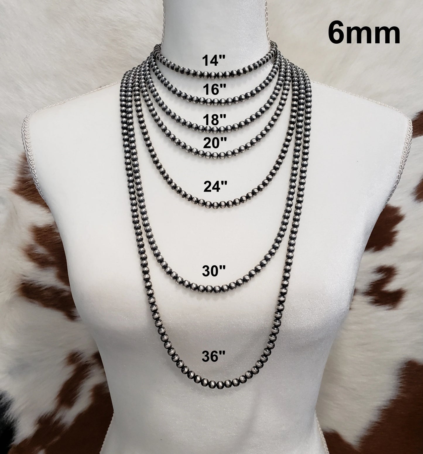 6mm 14” Sterling Silver Pearl Necklace