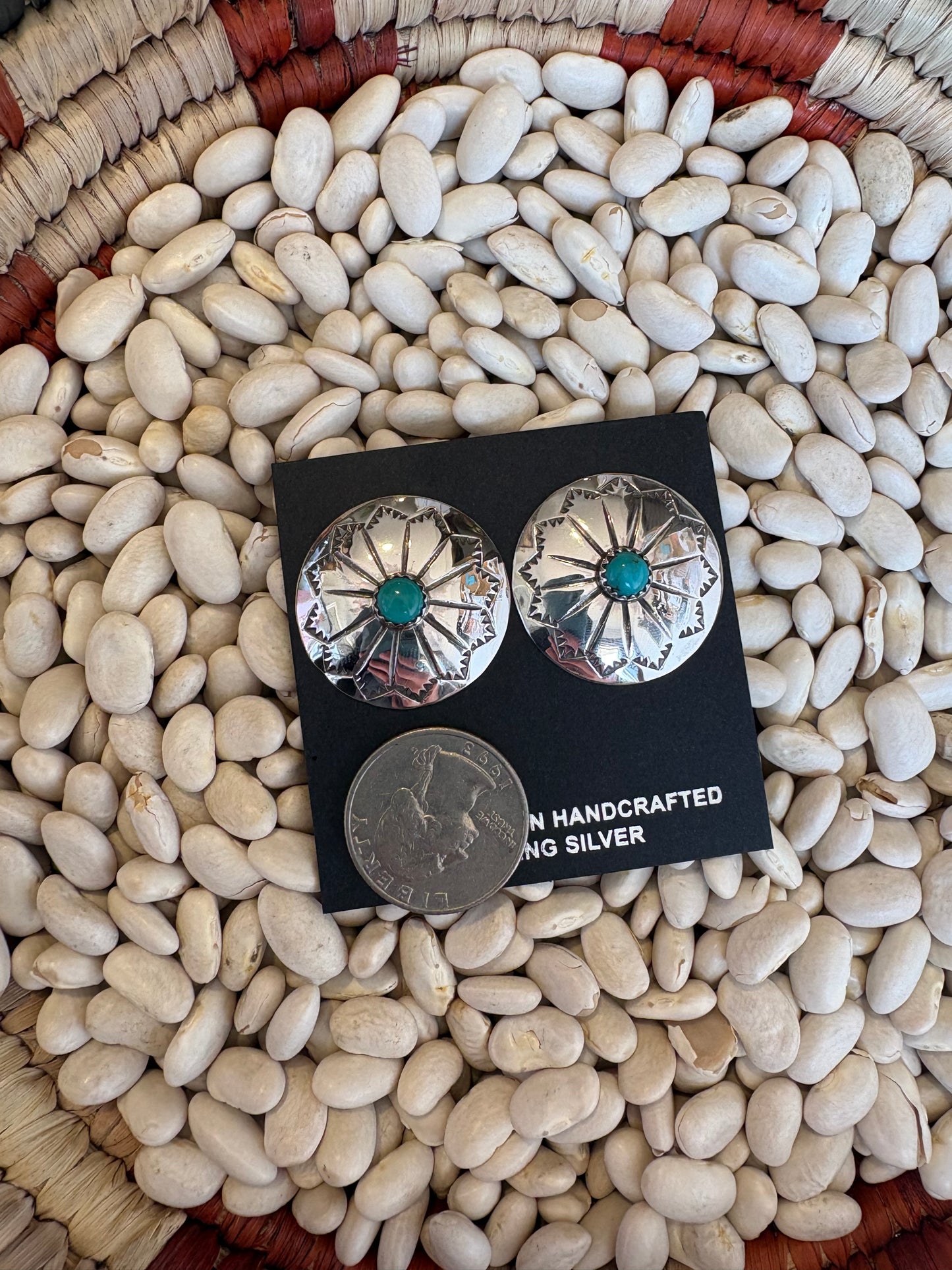 Large Concho & Turquoise Studs